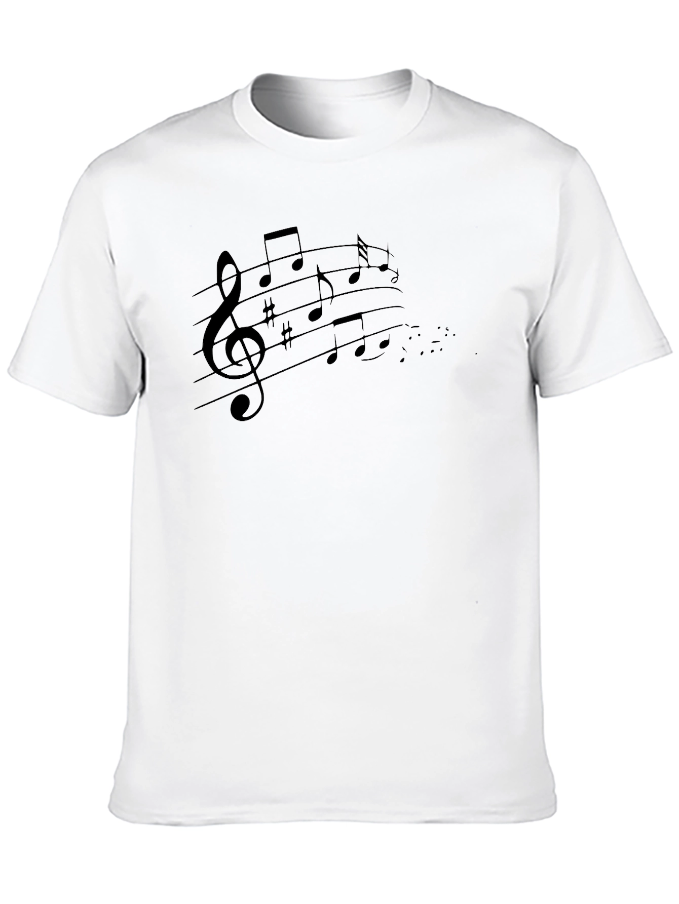 Black Musical Notes Graphic Tee - Black Crew Neck T-Shirt view 10