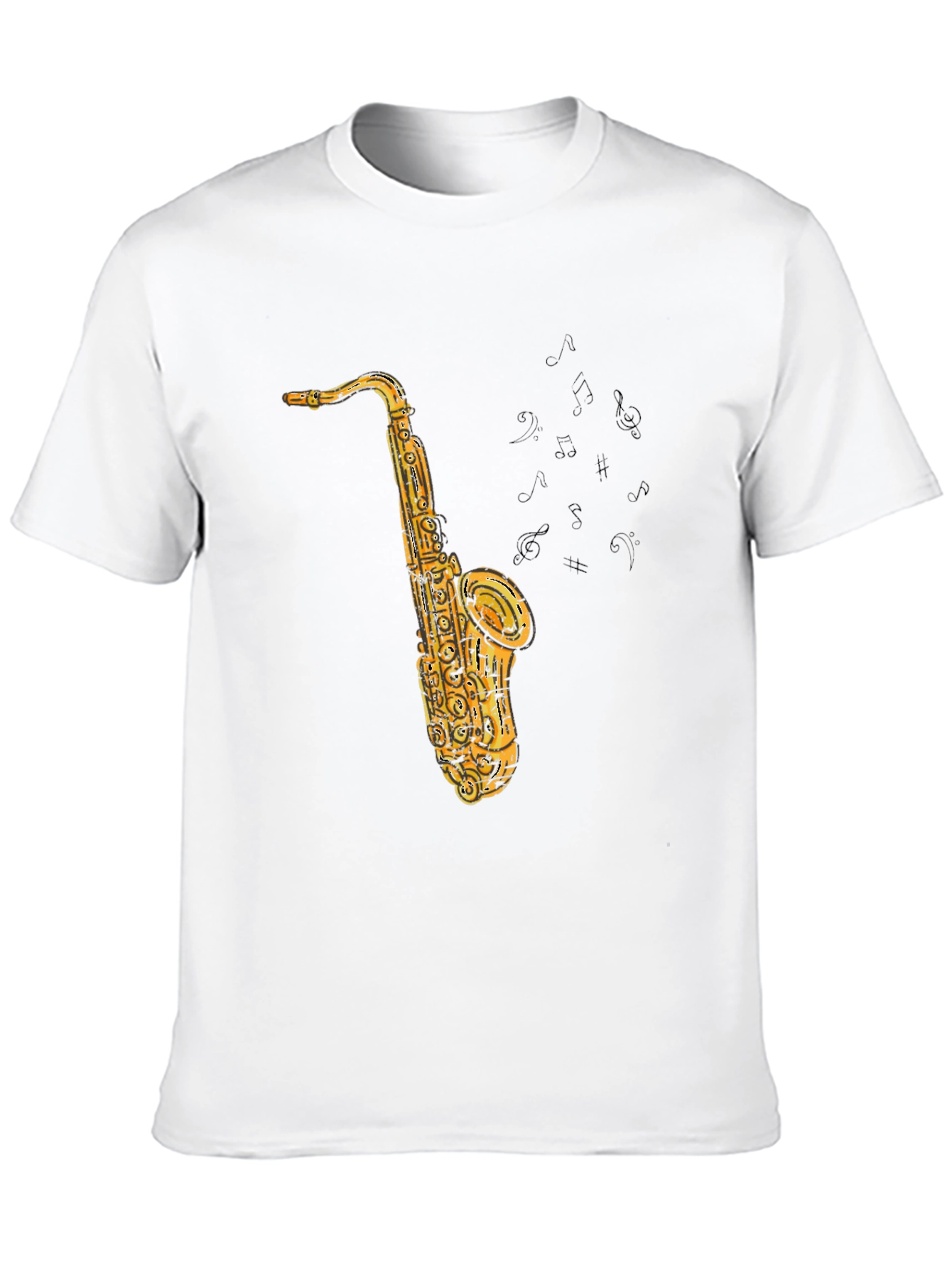 Black Saxophone Graphic Tee - Black Cotton T-Shirt view 10