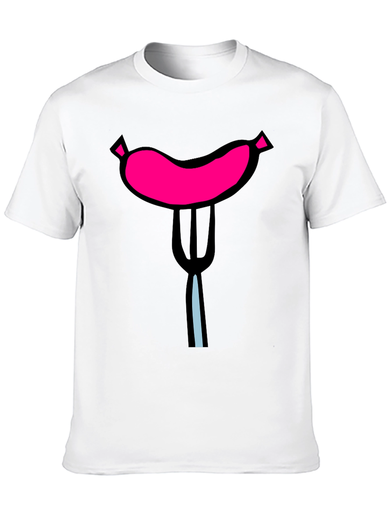 Black Funny Sausage on Fork Black T-Shirt view 10