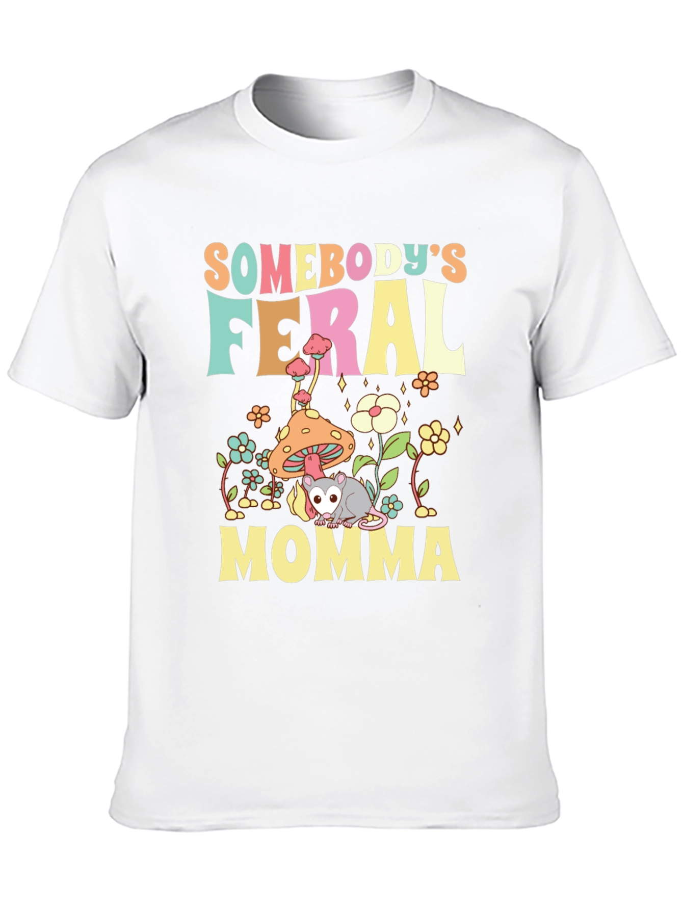 Black Somebody's Feral Momma Opossum Graphic T-Shirt view 10