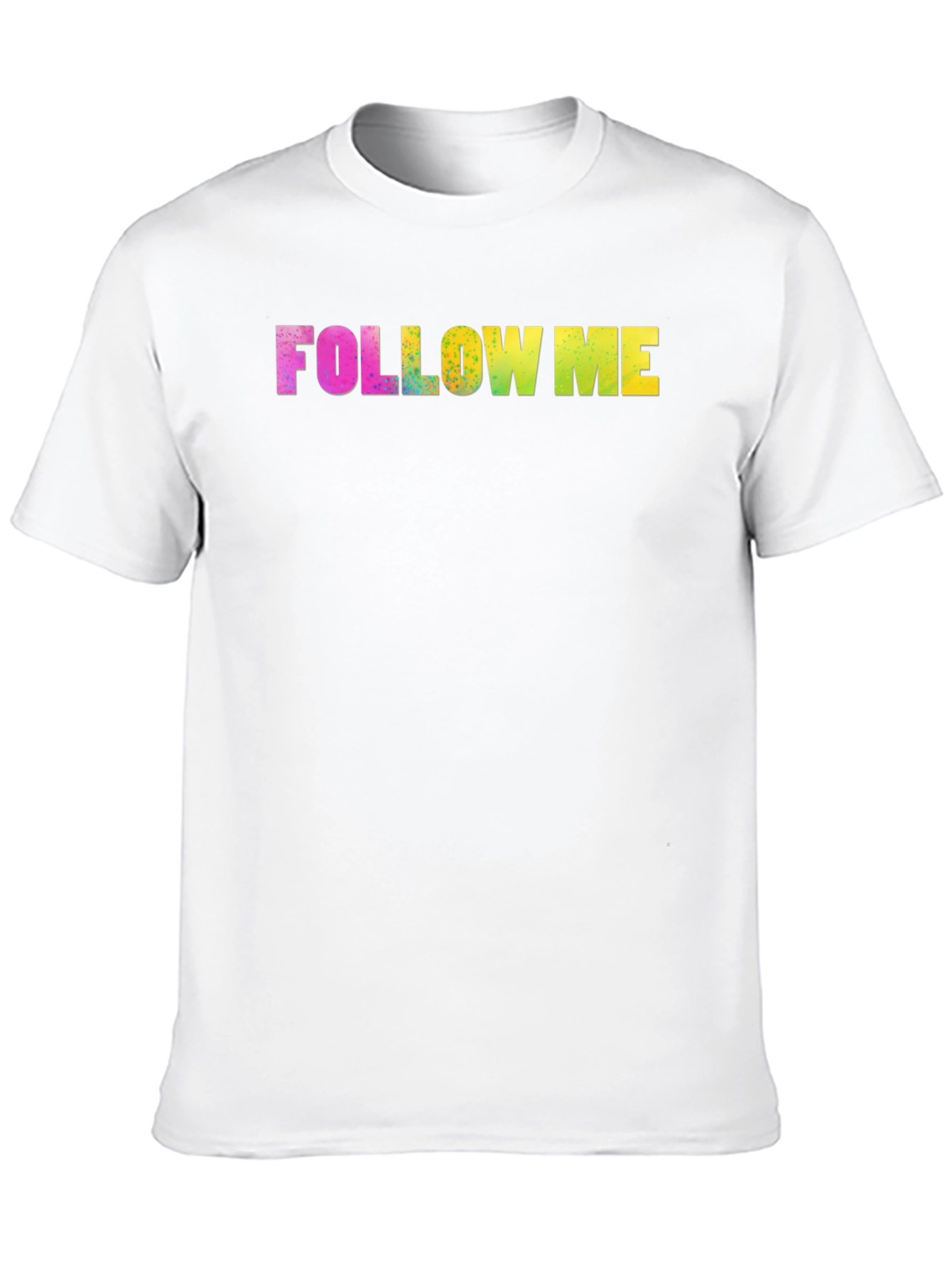Black Follow Me Rainbow Text Black Tee view 10