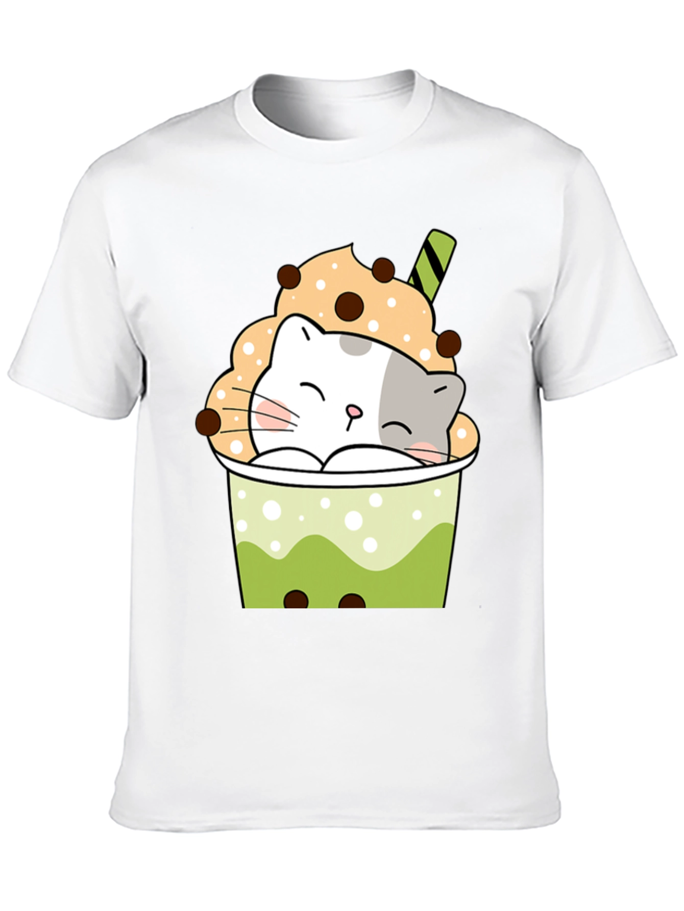 Black Cute Boba Cat Black T-Shirt view 10