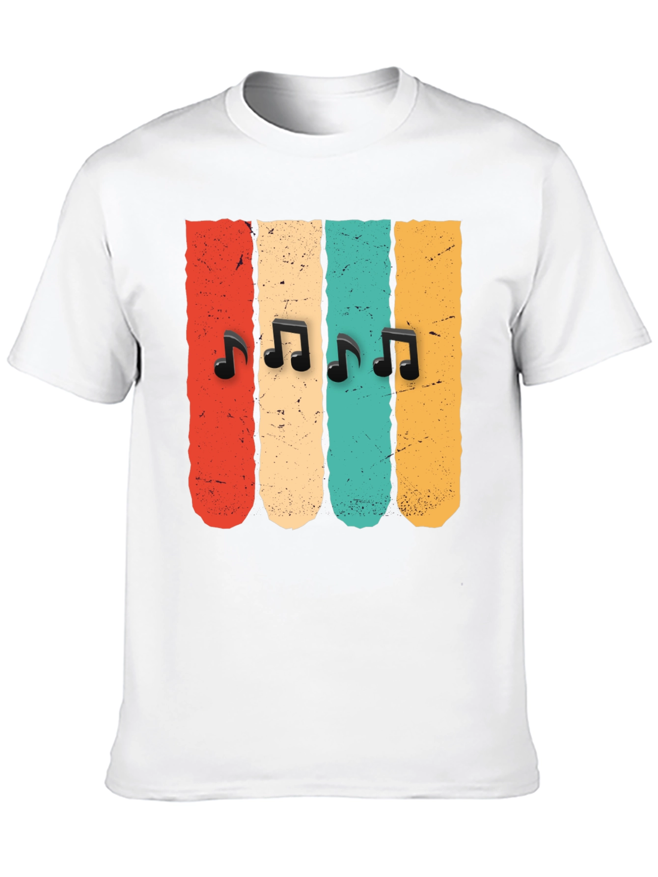 Black Retro Music Notes T-Shirt view 10