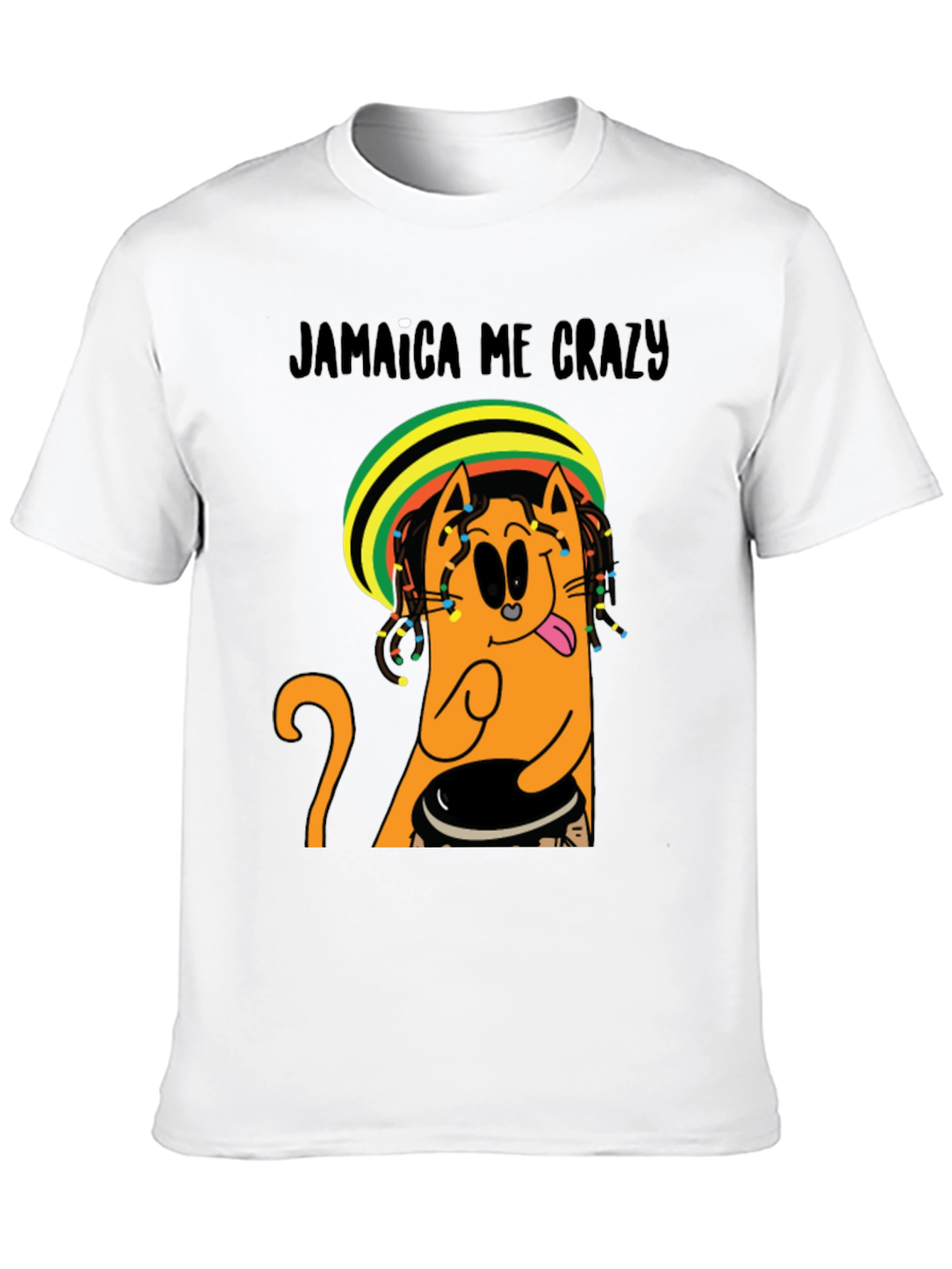 Black Jamaica Me Crazy T-Shirt - Cat Reggae Design view 10
