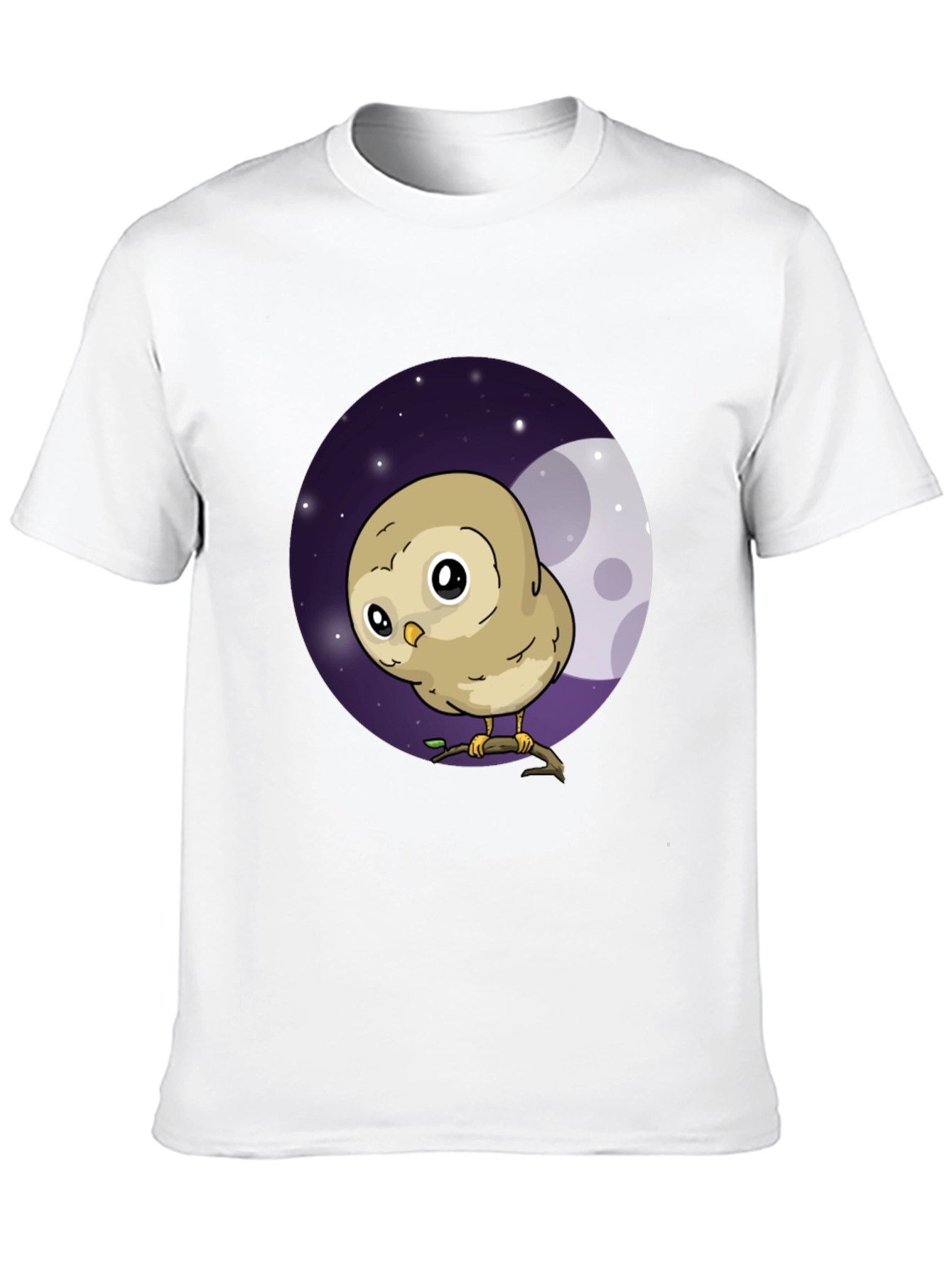 Black Cute Owl Moon Graphic Black T-Shirt view 10