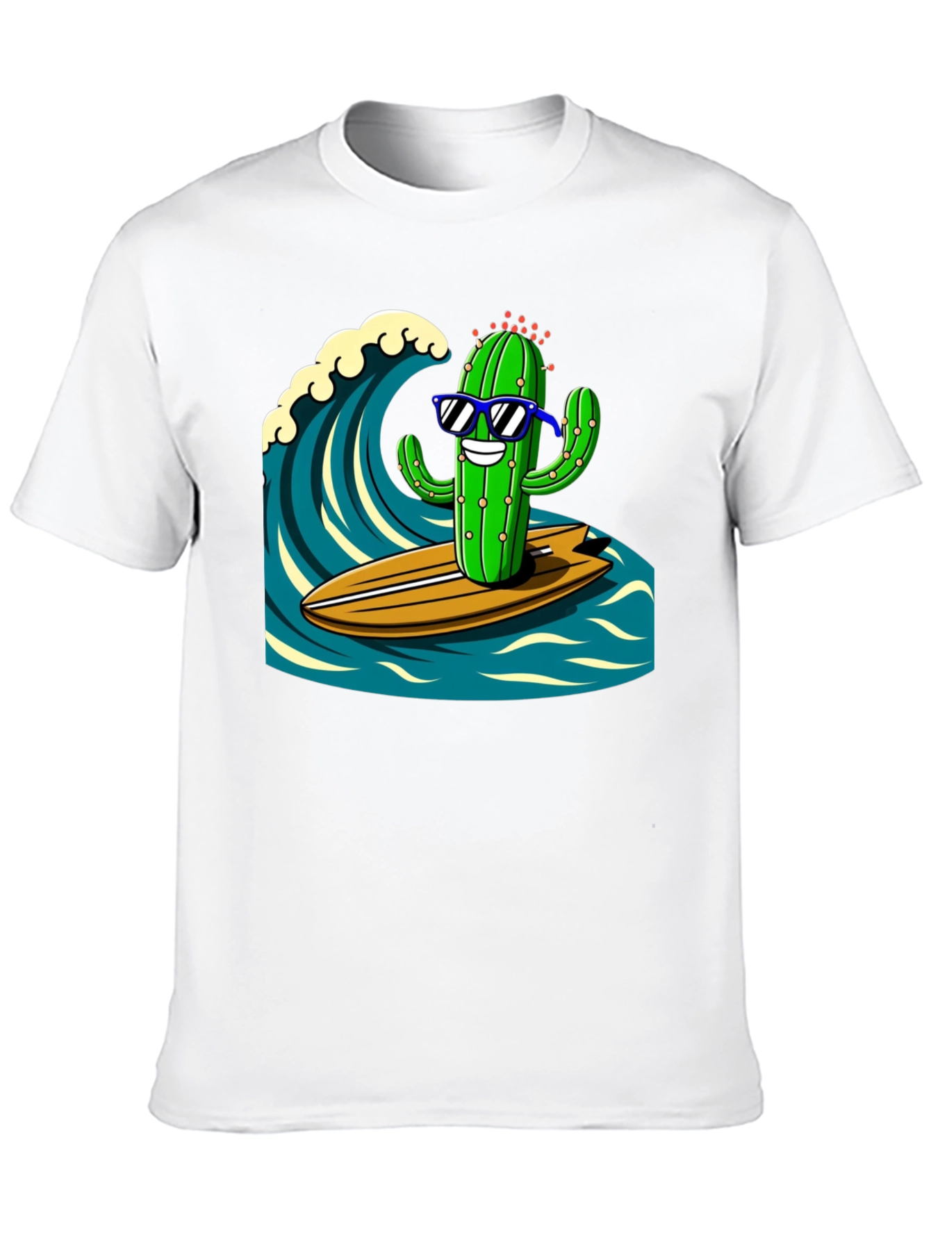 Black Surfing Cactus Graphic Tee - Mens Black T-Shirt view 10