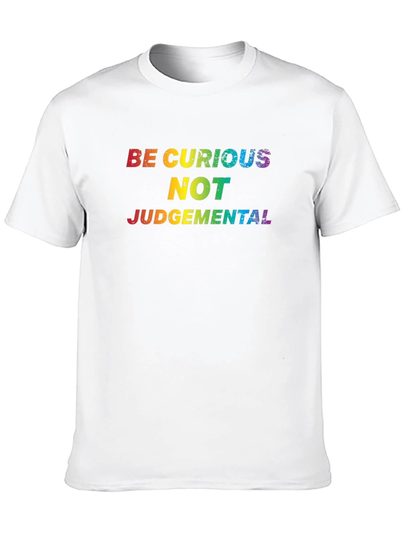 Black Be Curious Rainbow Text Black T-Shirt view 10