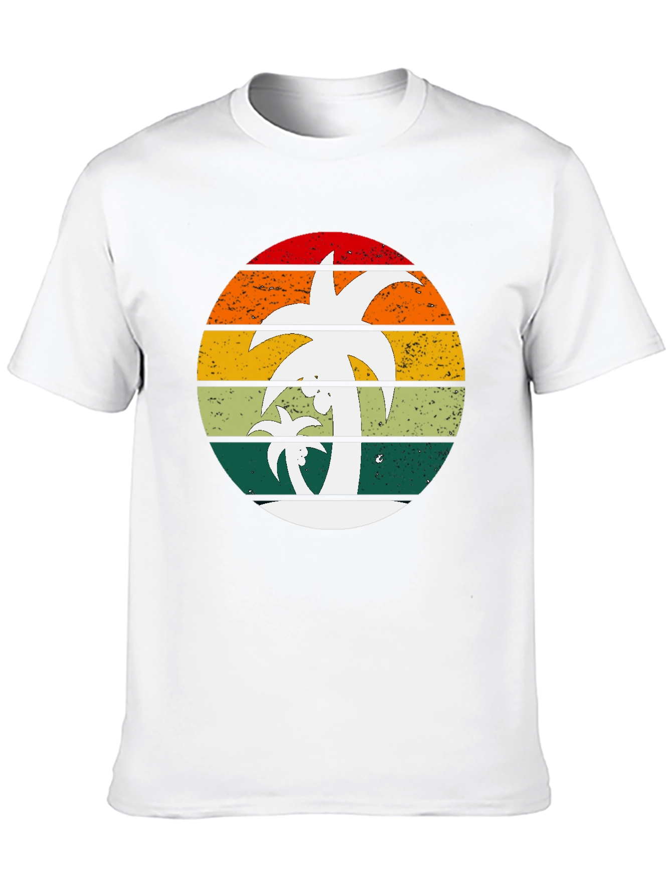 Black Retro Palm Tree Sunset Graphic Tee - Black Cotton T-Shirt view 10