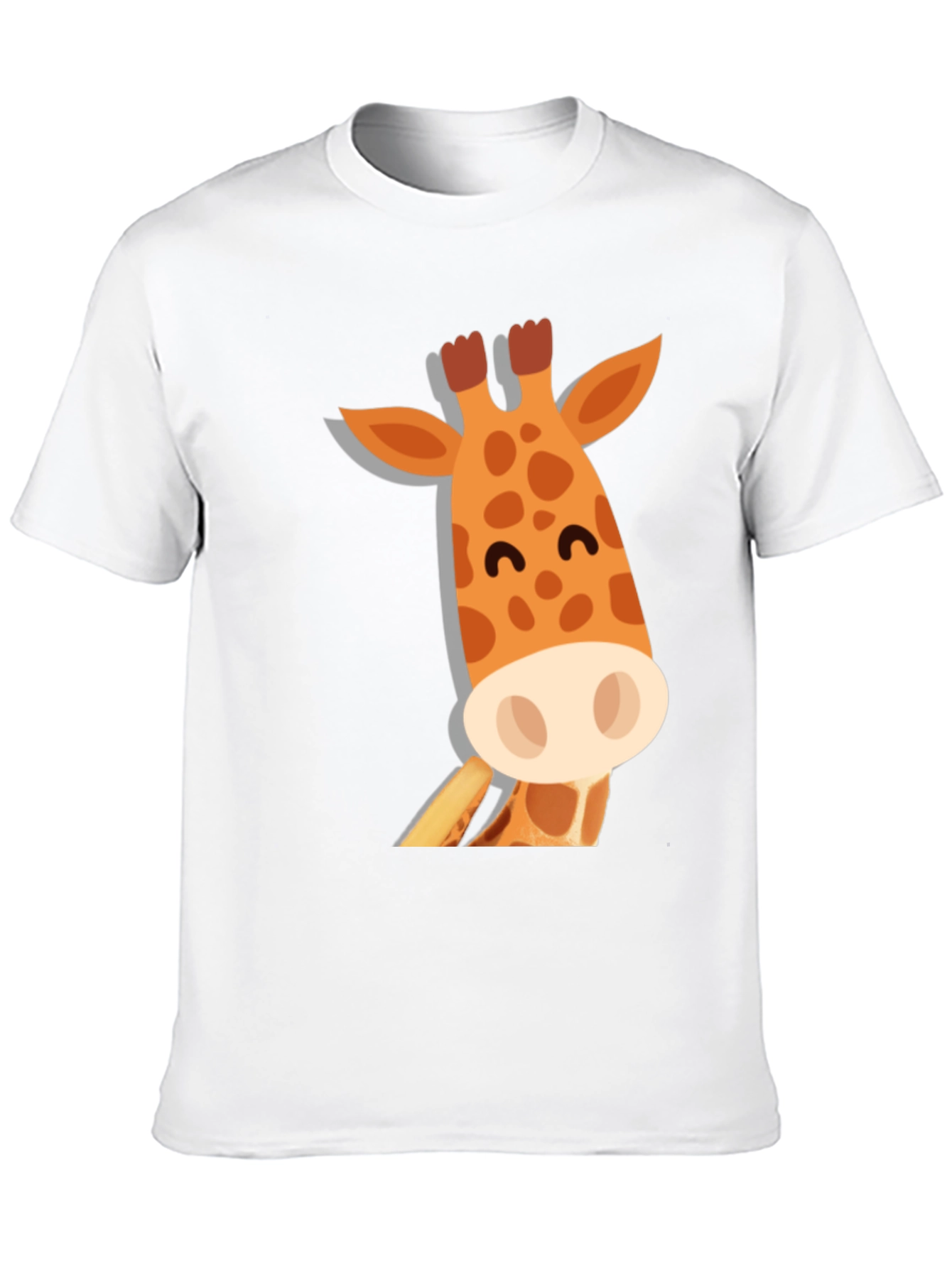 Black Cute Giraffe Graphic Tee - Black Cotton T-Shirt view 10