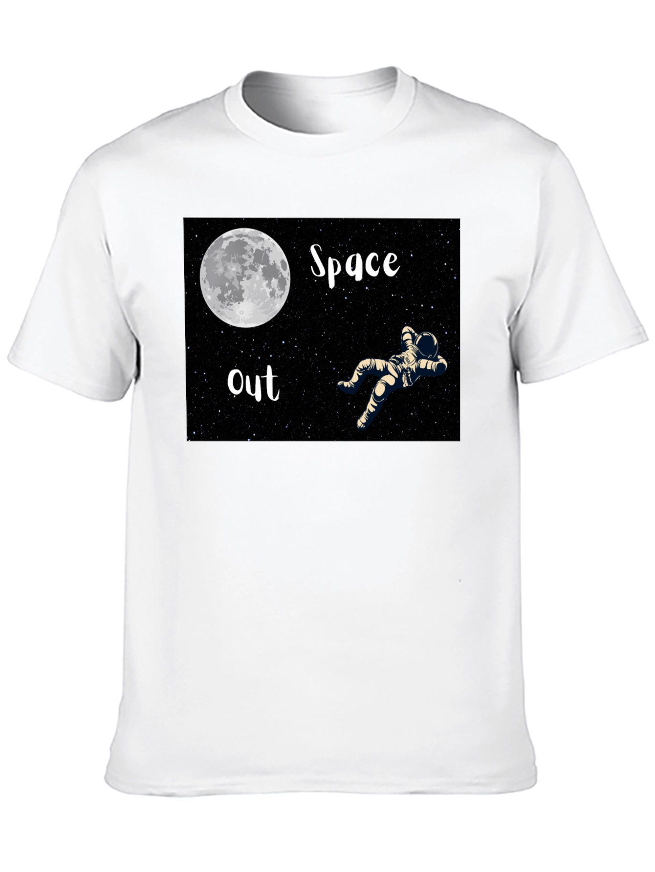 Space Out Black T-Shirt - Astronaut Moon Design - 10