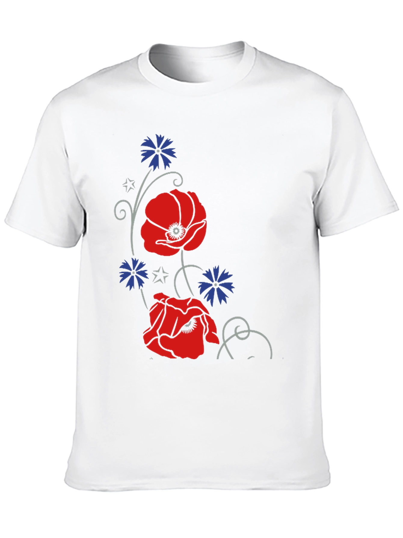 Black Floral Poppy & Cornflower Print Black T-Shirt view 10