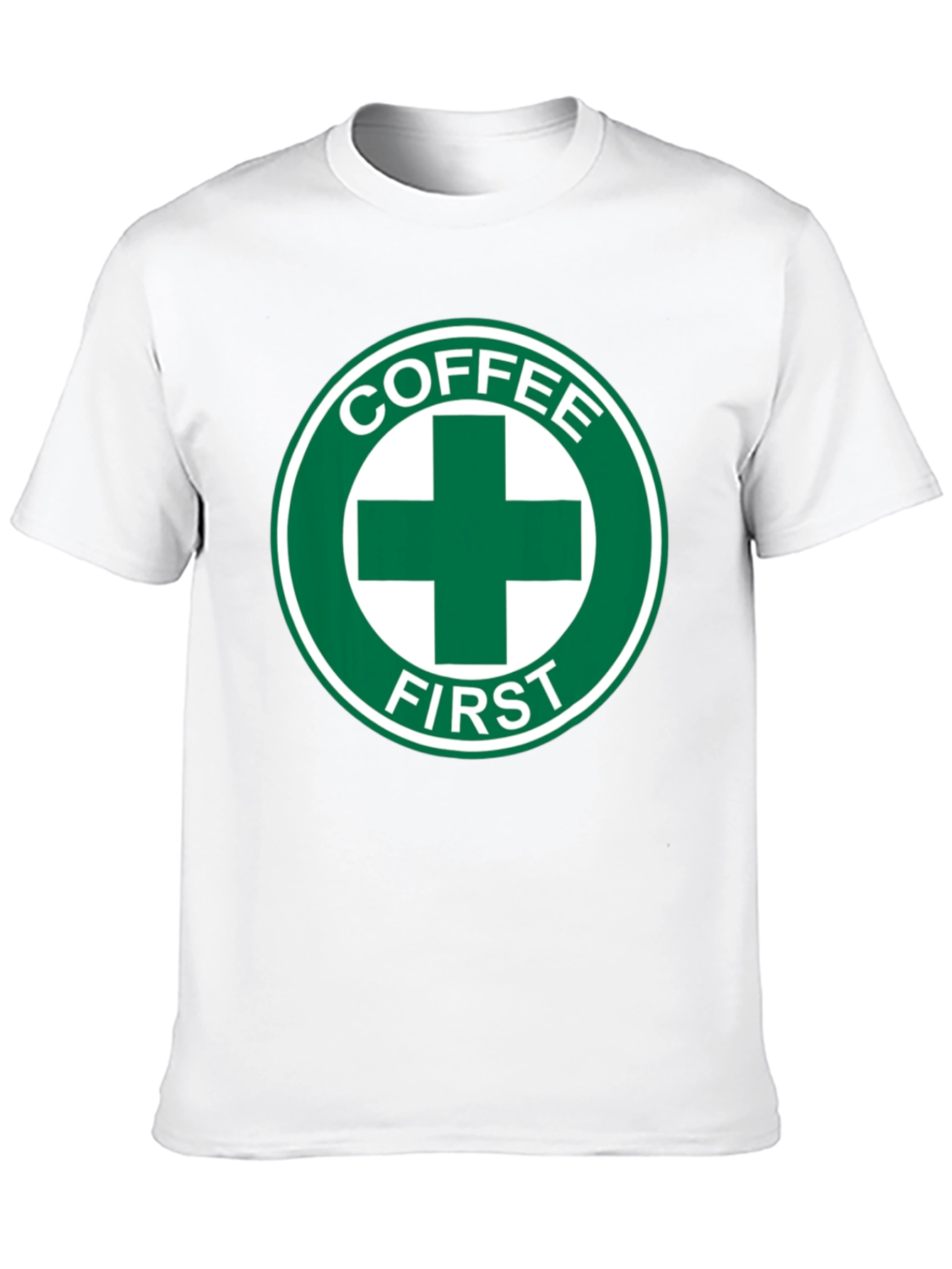 Black Coffee First T-Shirt - Green Cross Design view 10