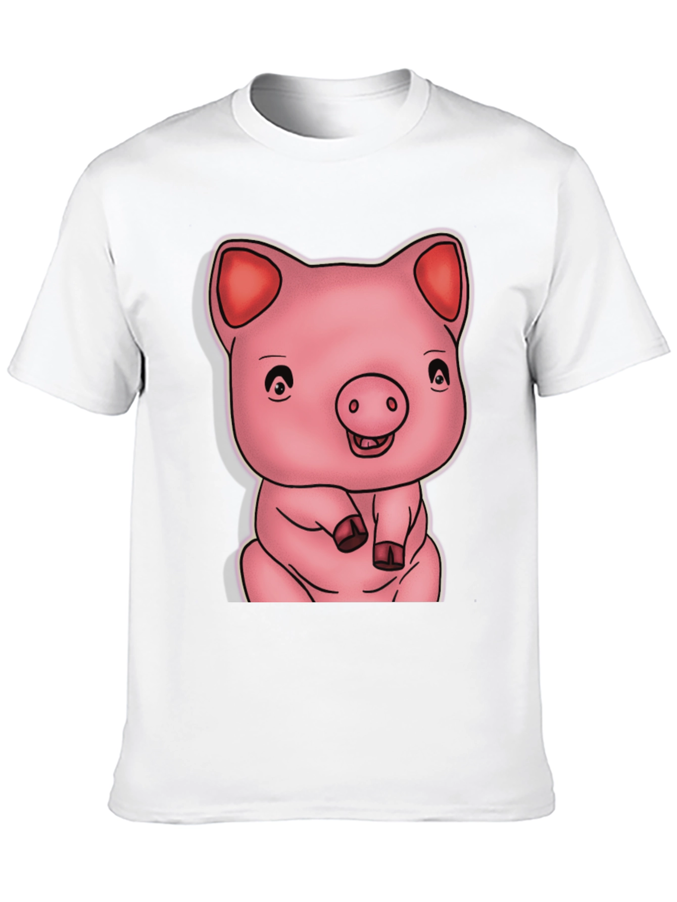 Black Cute Pig Graphic Black T-Shirt view 10