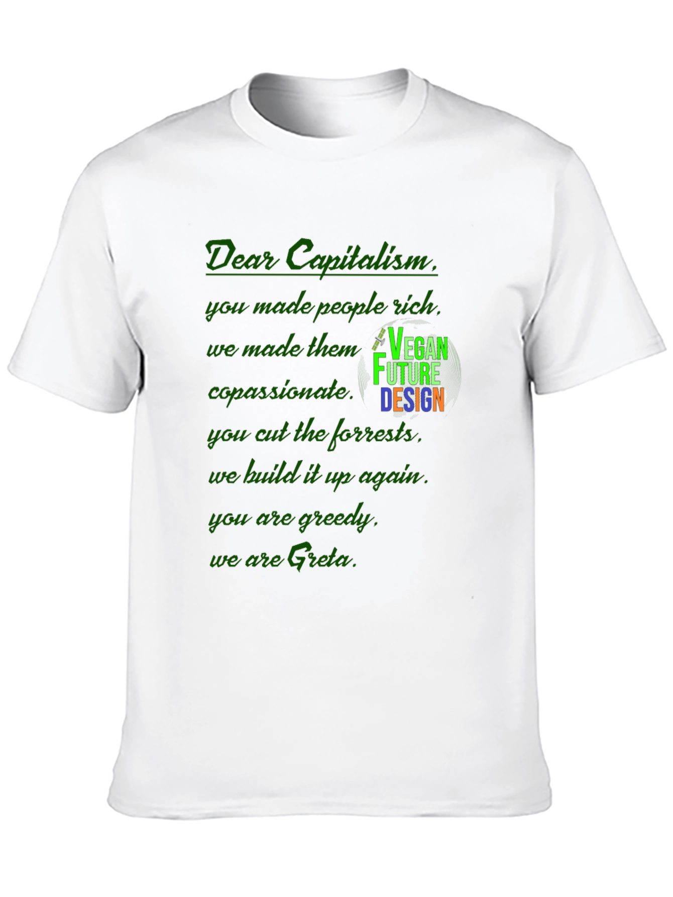 Black Vegan Future Design T-Shirt: Dear Capitalism Slogan Tee view 10