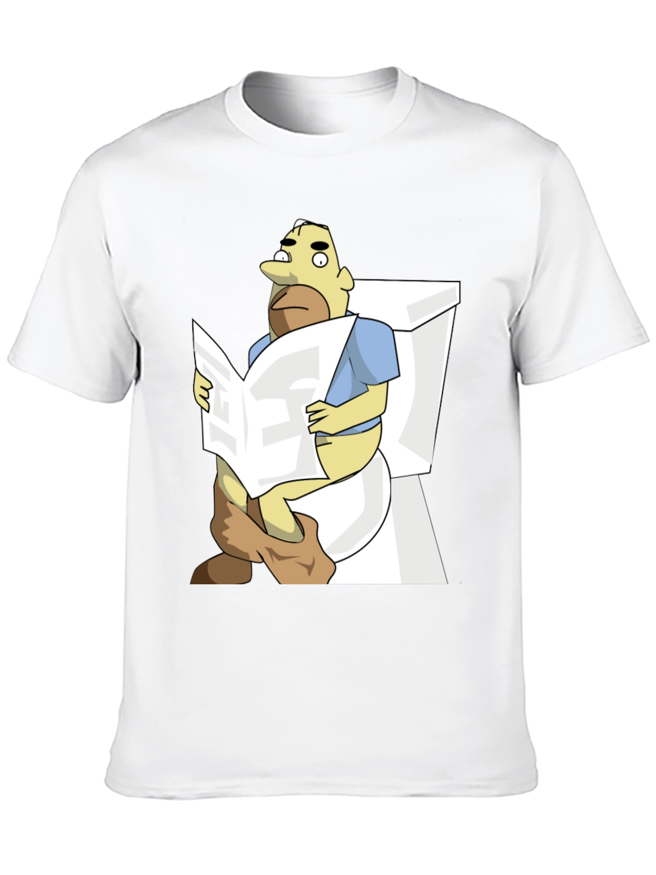 Black Humorous Cartoon Man on Toilet T-Shirt view 10