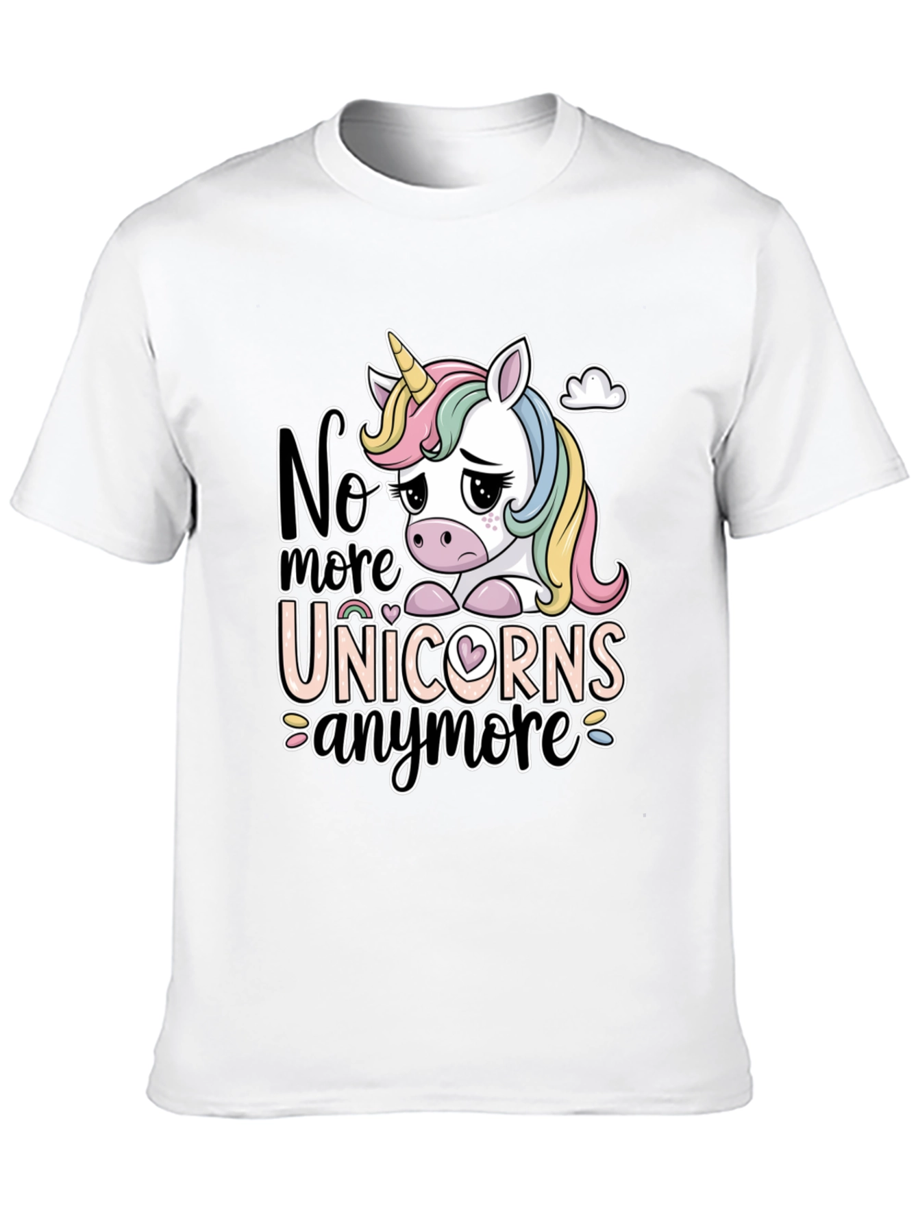 Black Sad Unicorn Graphic Tee - "No More Unicorns" Black T-Shirt view 10