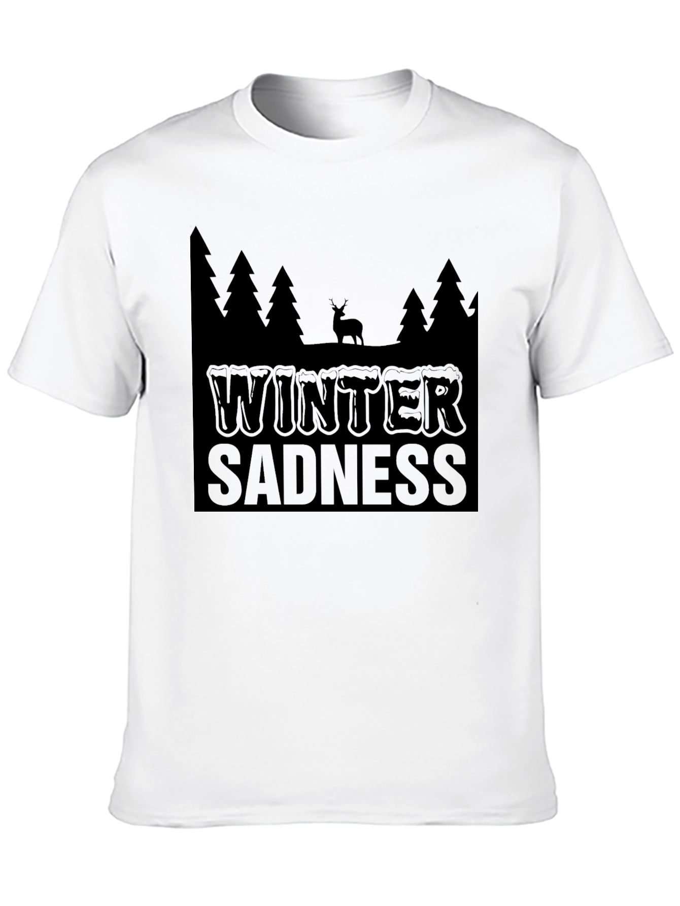Black Winter Sadness Black Graphic T-Shirt view 10