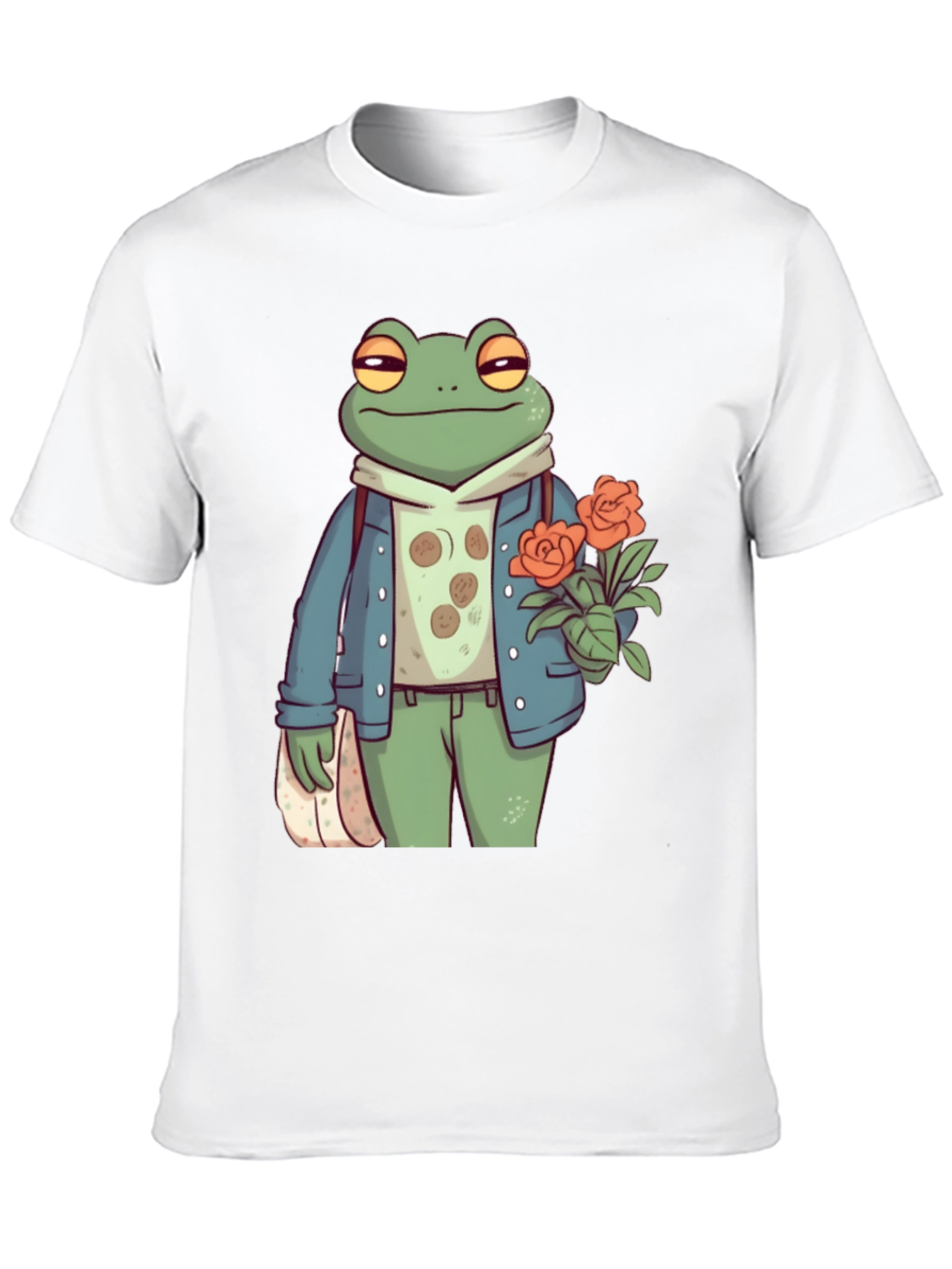 Black Stylish Frog with Flowers Graphic Tee view 10