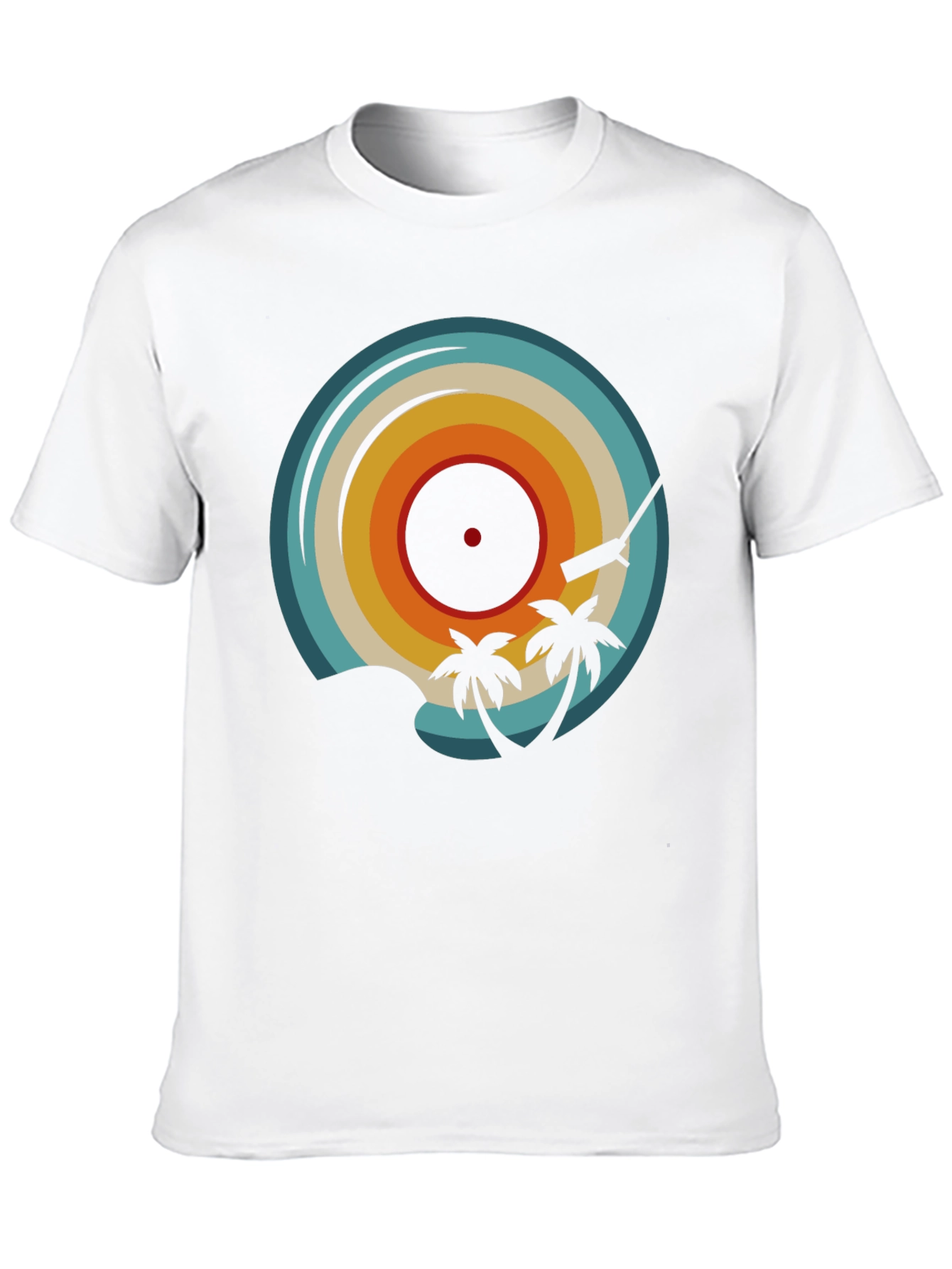 Black Retro Vinyl Record Palm Tree Graphic Tee view 10