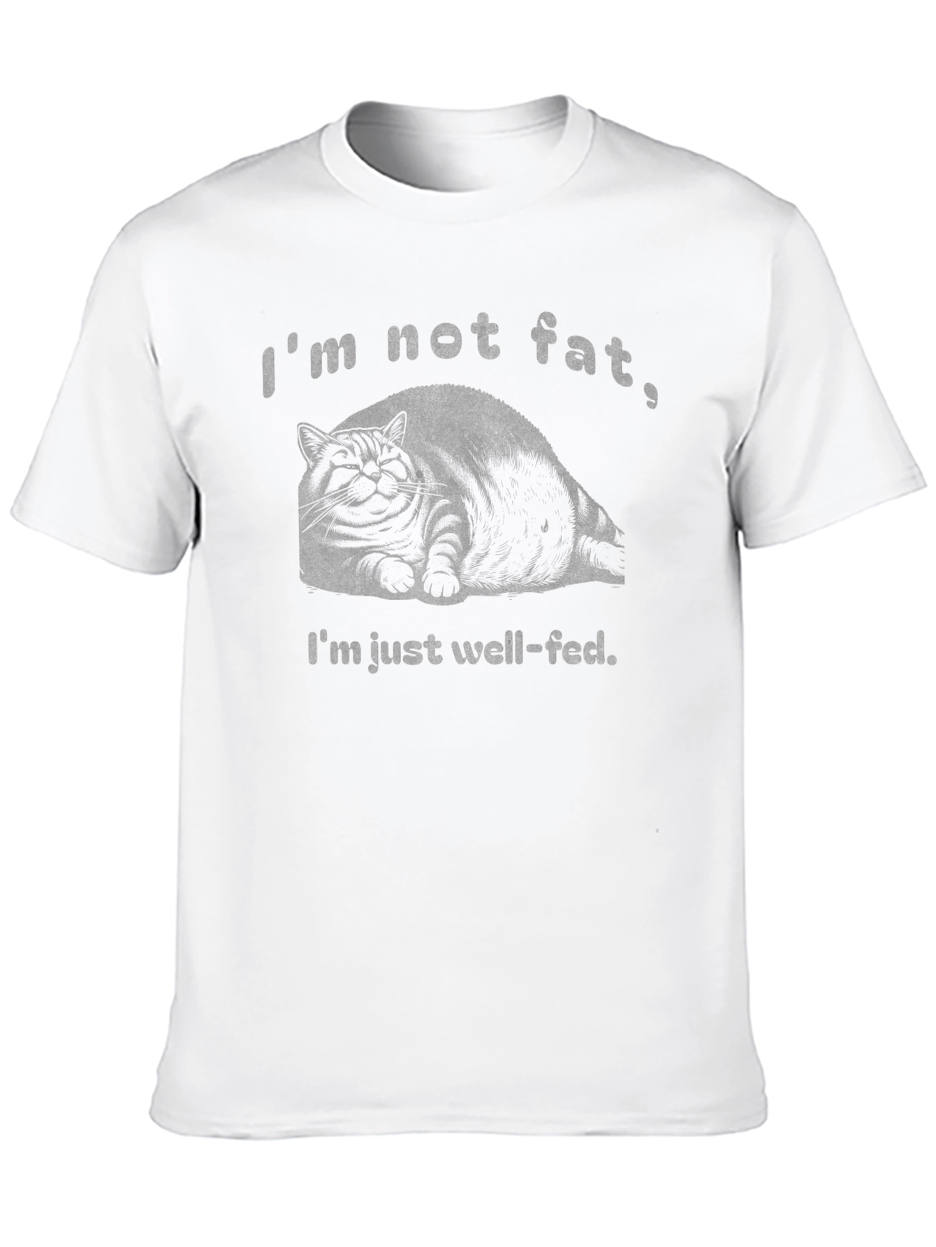 Black Funny Cat T-Shirt - I'm Not Fat, Well-Fed view 10