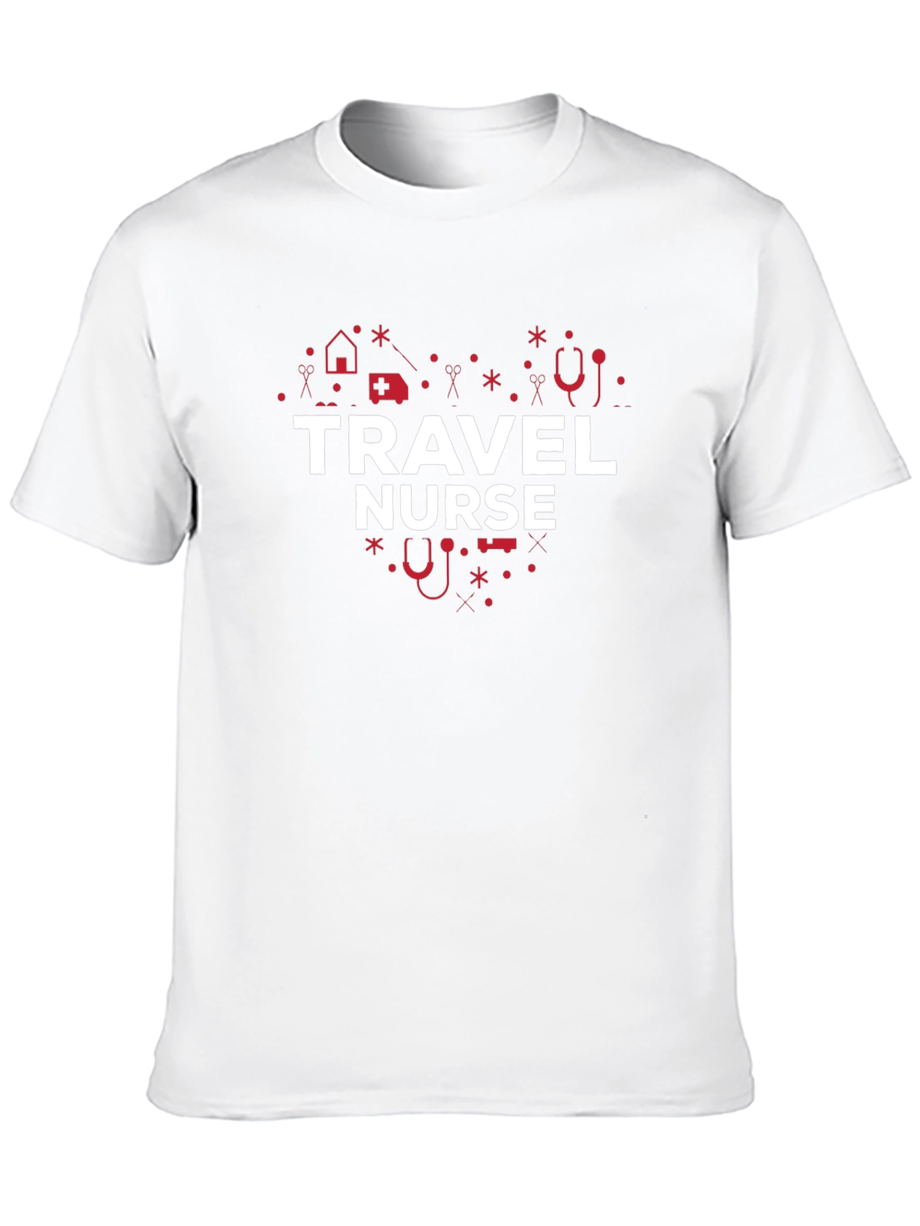Black Travel Nurse Heart Graphic Tee - Black Cotton T-Shirt view 10