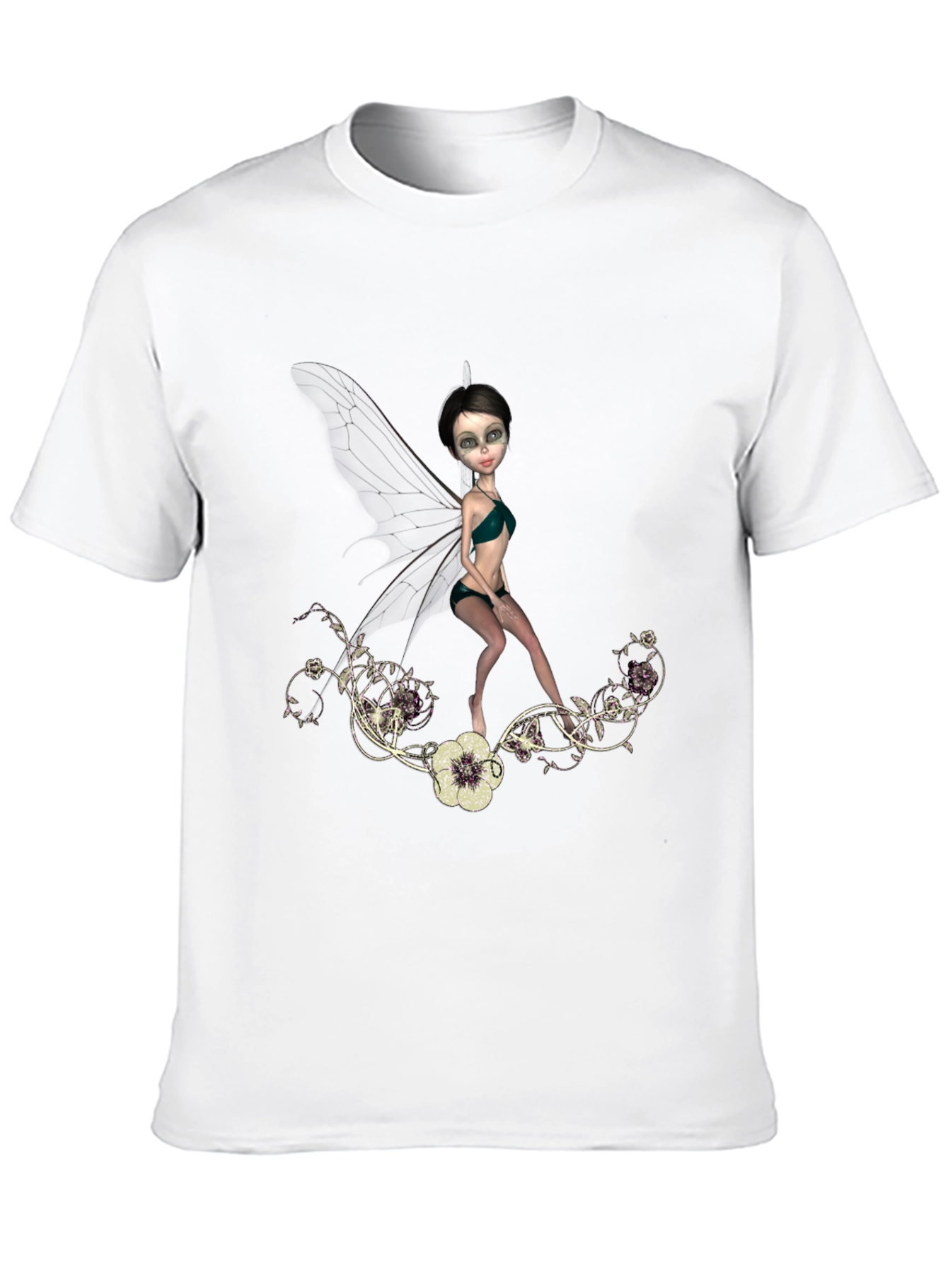 Black Fairy Graphic T-Shirt - Fantasy Art Tee view 10