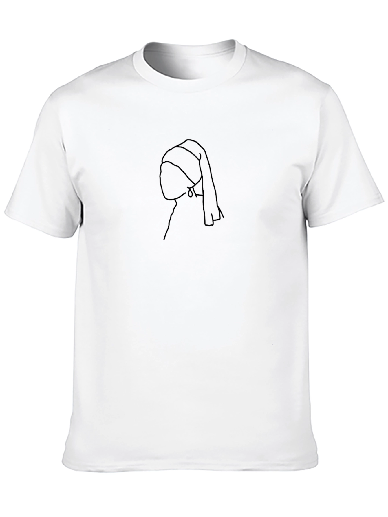 Black Minimalist Pearl Earring Black T-Shirt view 10