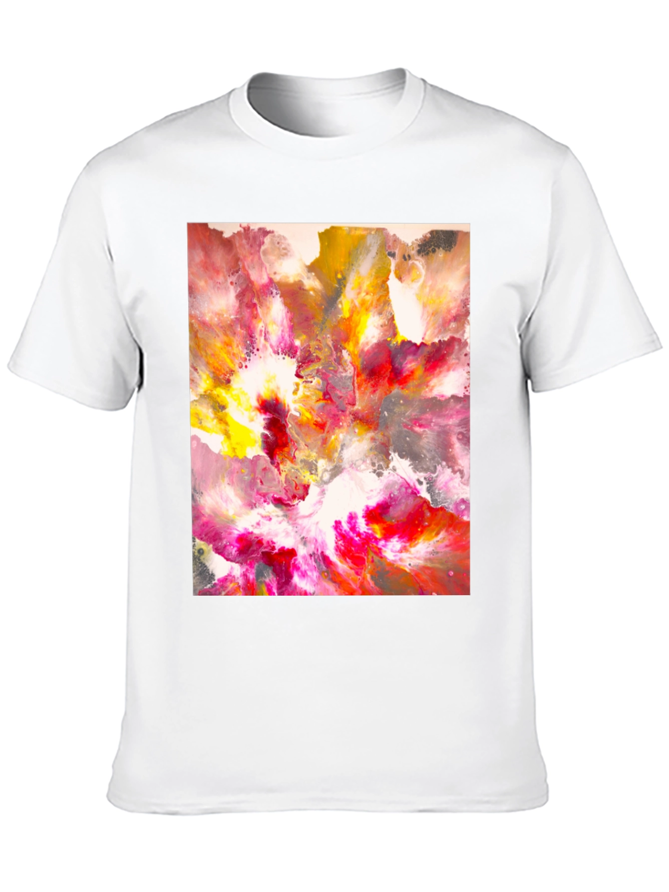 Black Abstract Art Tee - Vibrant Colors, Unique Design view 10