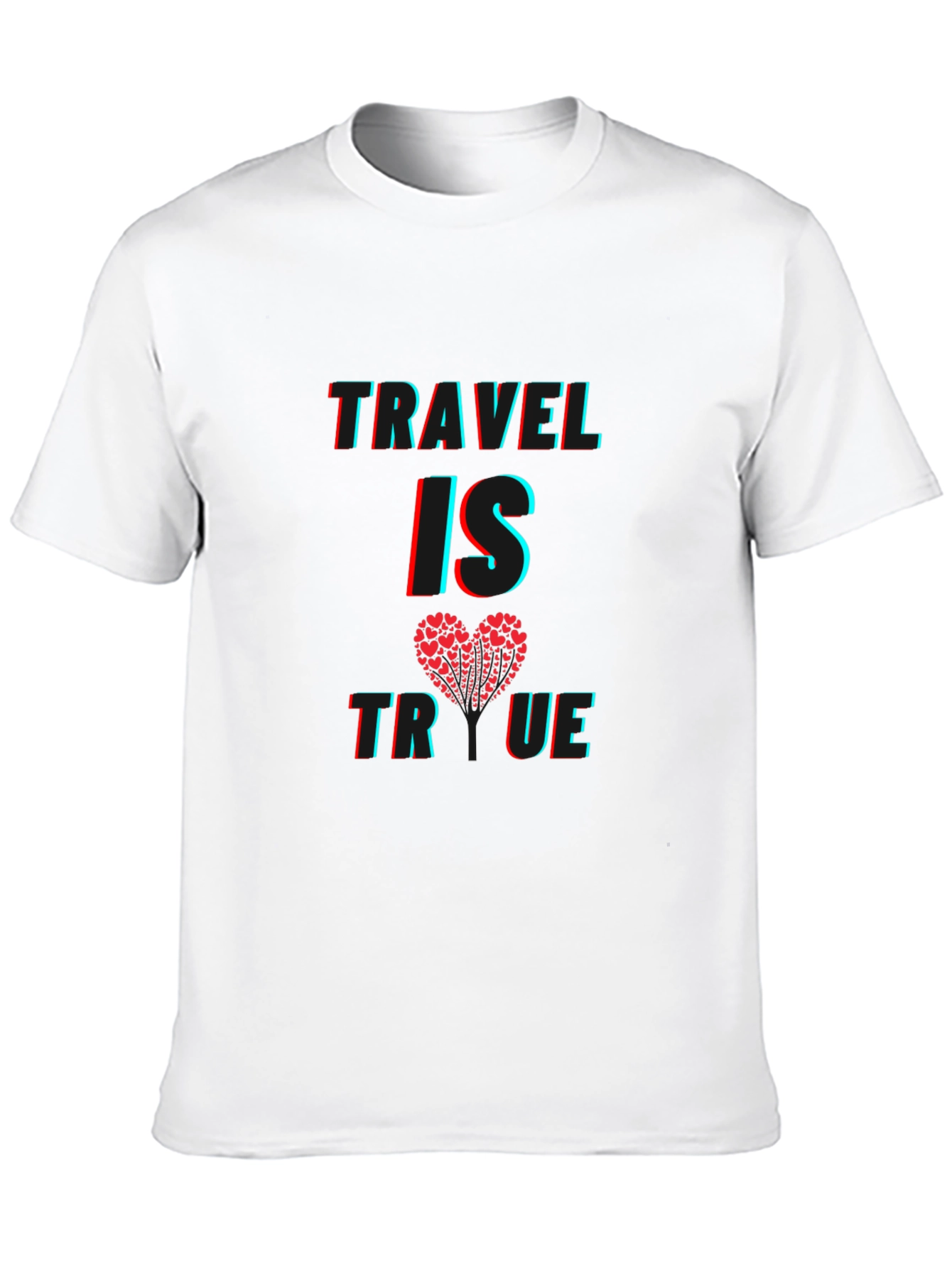 Black Travel Is True Heart Graphic Tee - Soft Cotton Blend view 10