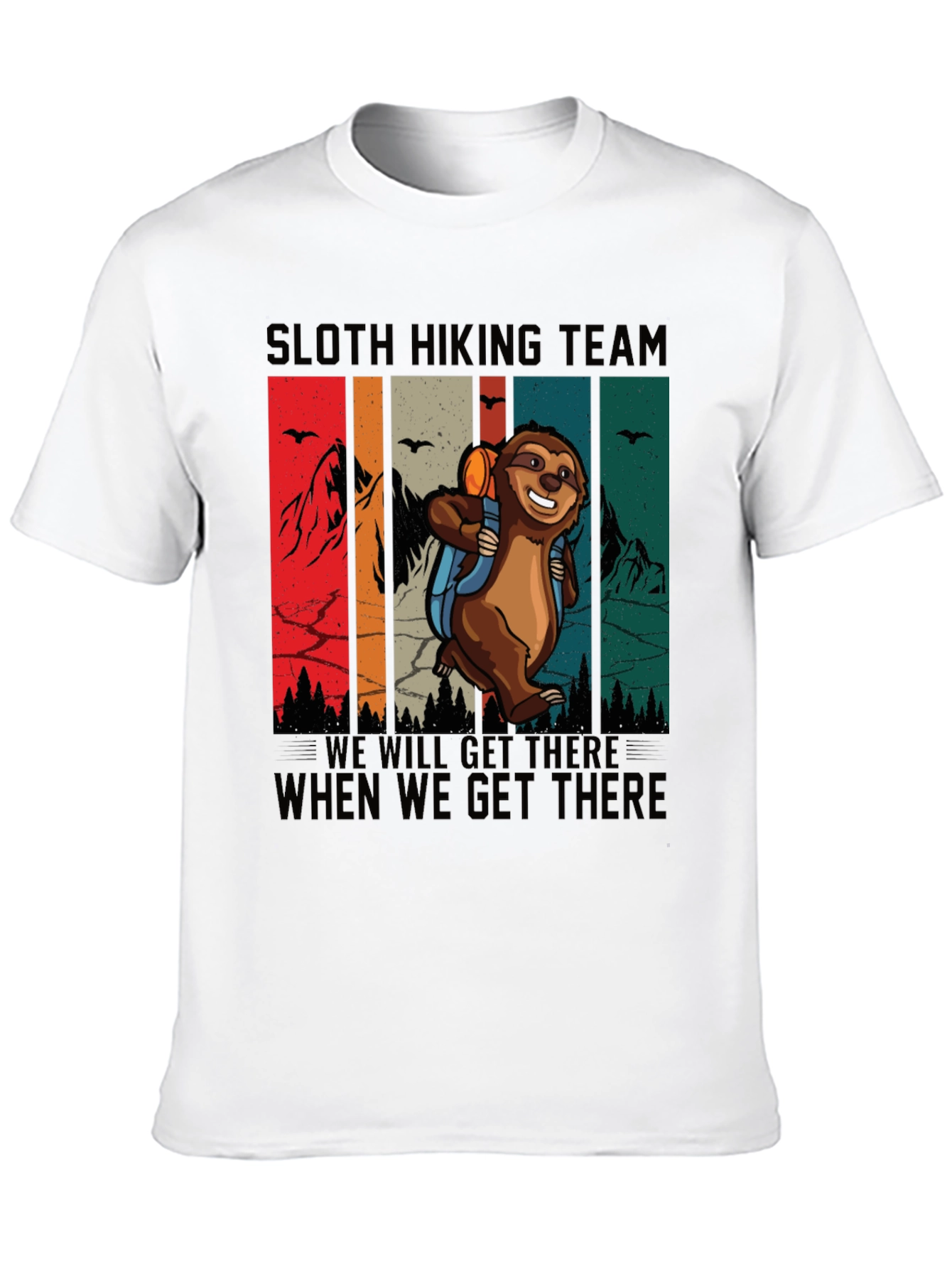 Black Sloth Hiking Team T-Shirt Funny Graphic Tee view 10