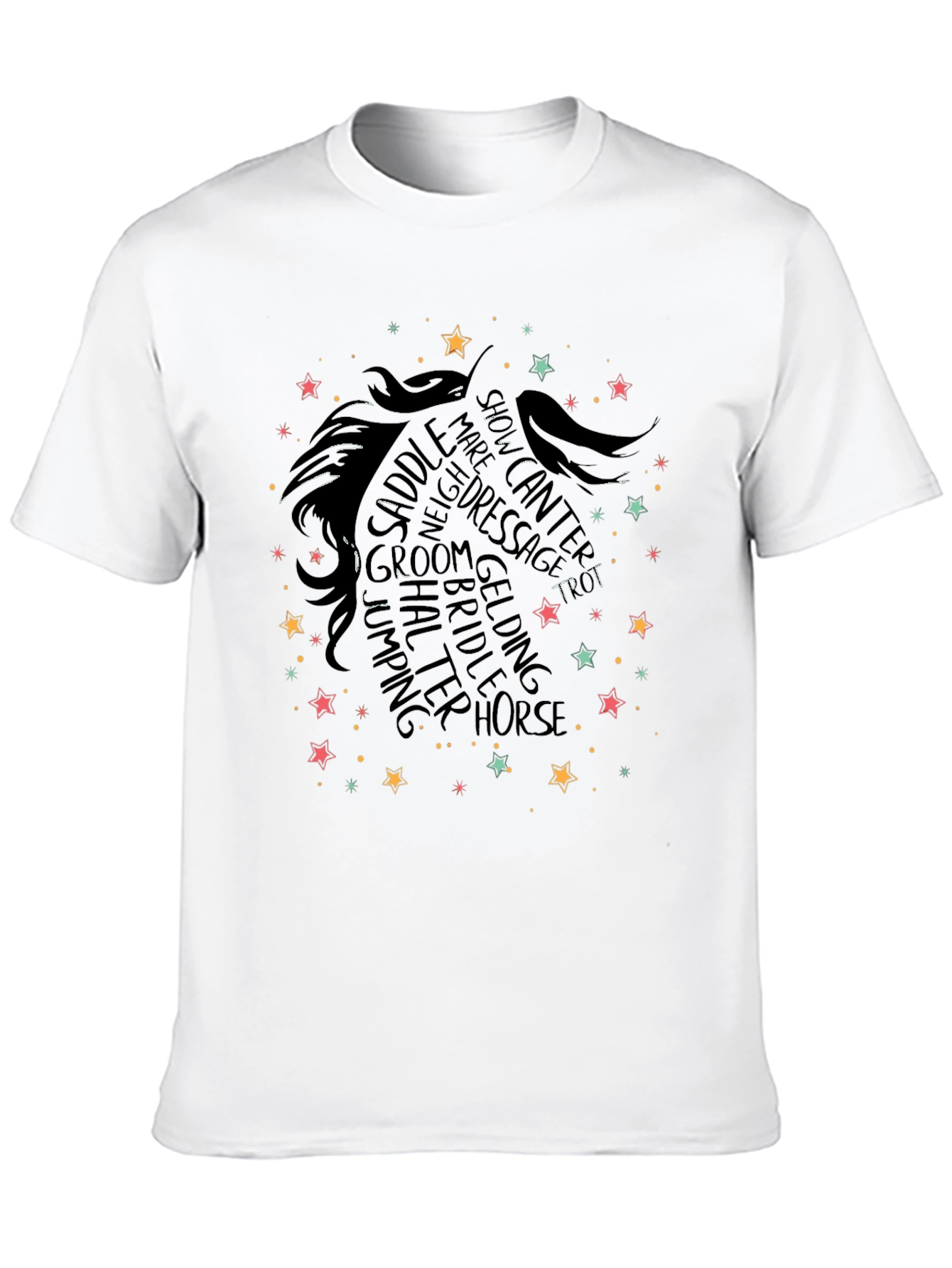 Black Horse Lover T-Shirt: Equestrian Word Art Design view 10