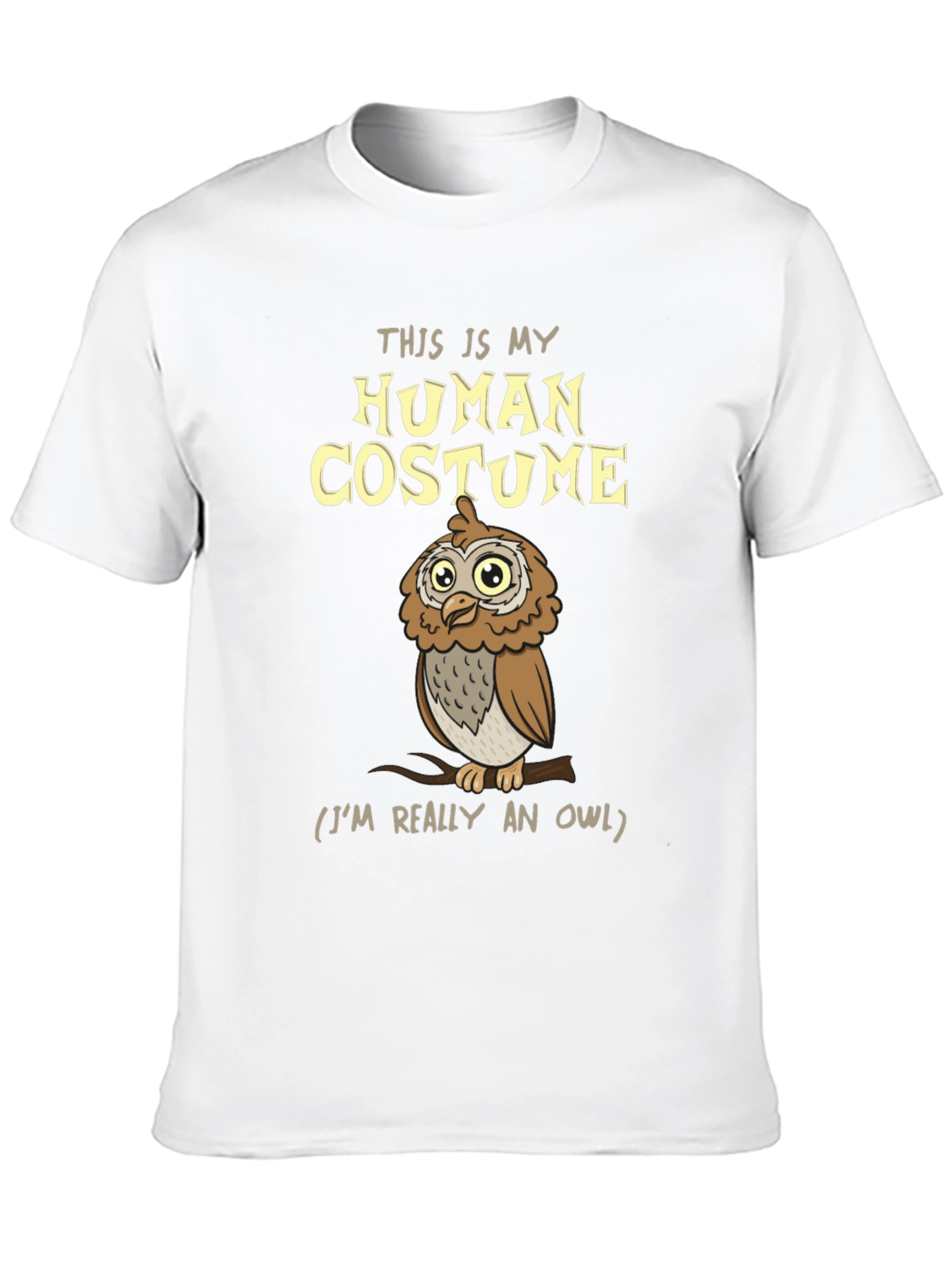 Black Human Costume Owl T-Shirt - Funny Halloween Tee view 10