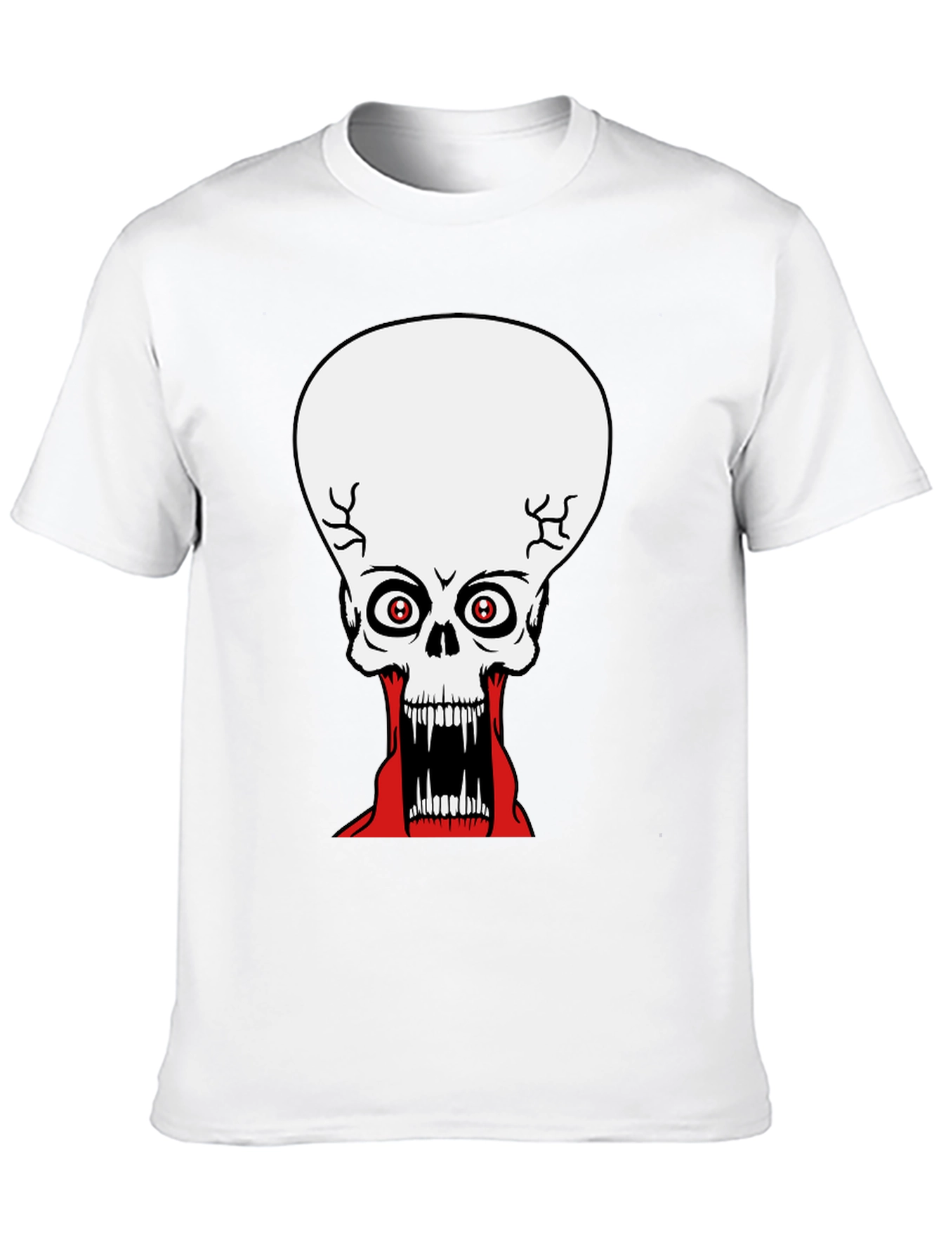 Black Creepy Skull Graphic Print Black T-Shirt view 10