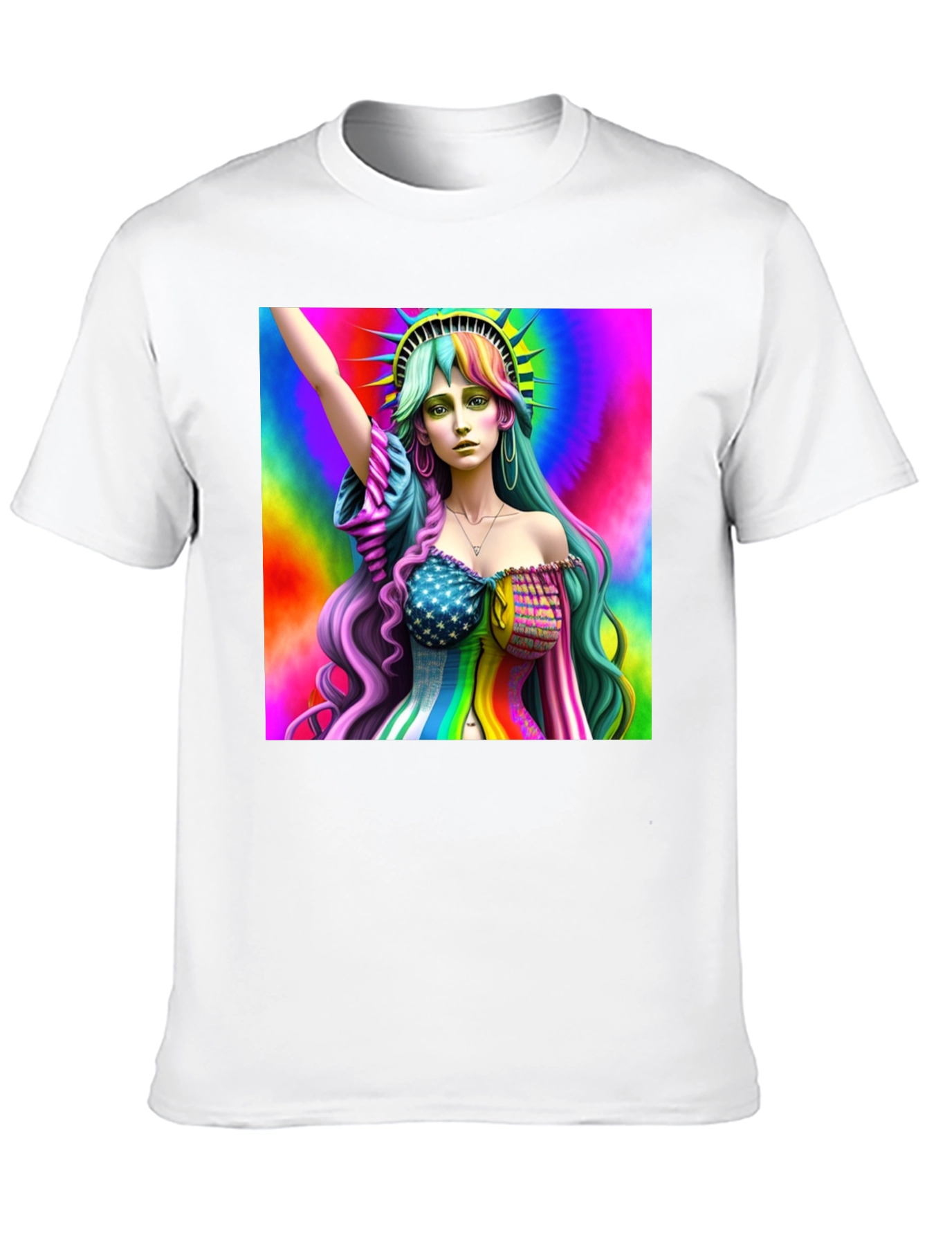 Black Statue of Liberty Rainbow Graphic Tee view 10