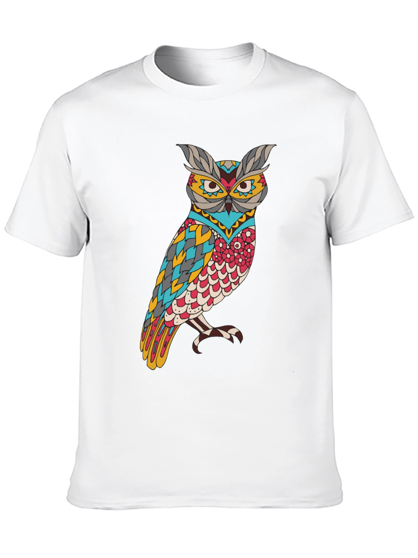 Black Owl Graphic Print Men's Black T-Shirt view 10