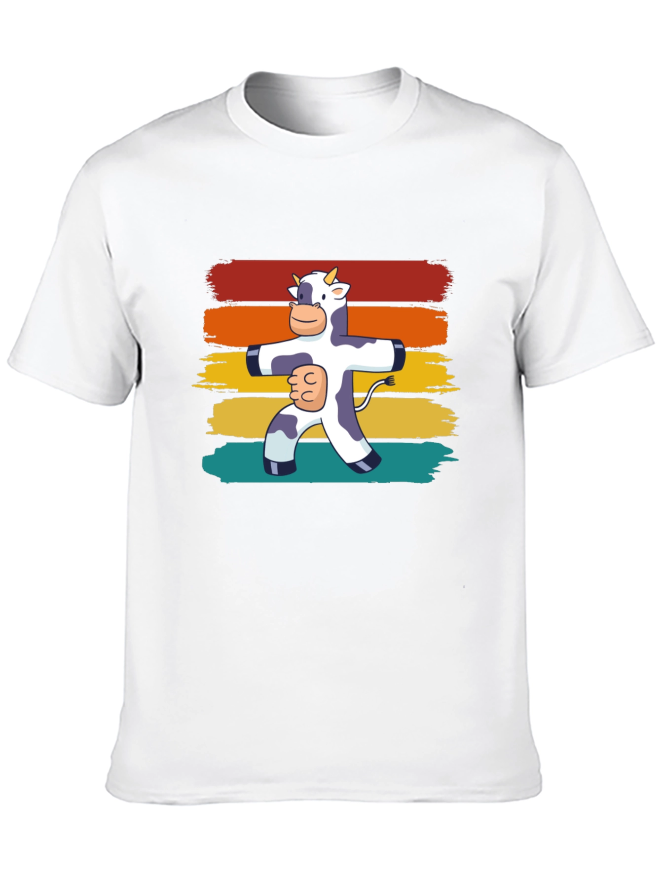 Black Retro Yoga Cow Black T-Shirt view 10