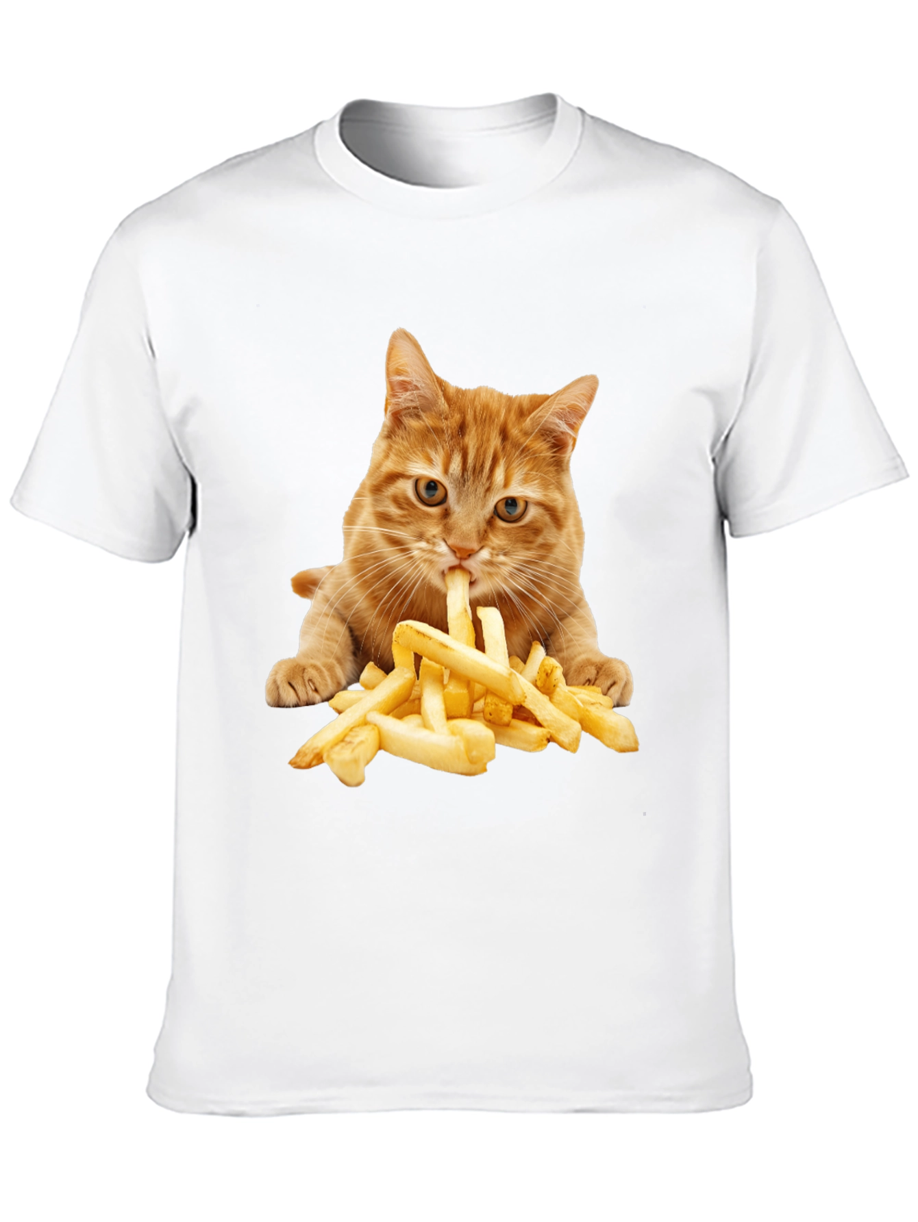 Black Cat Eating Fries Graphic Tee - Unisex T-Shirt view 10