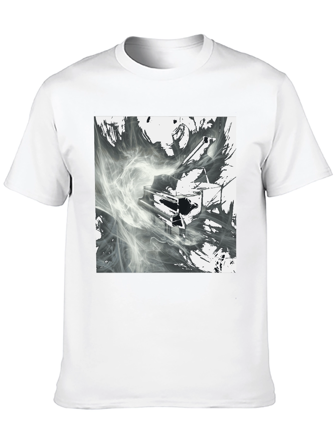 Black Abstract Piano T-Shirt - Artistic Graphic Tee view 10