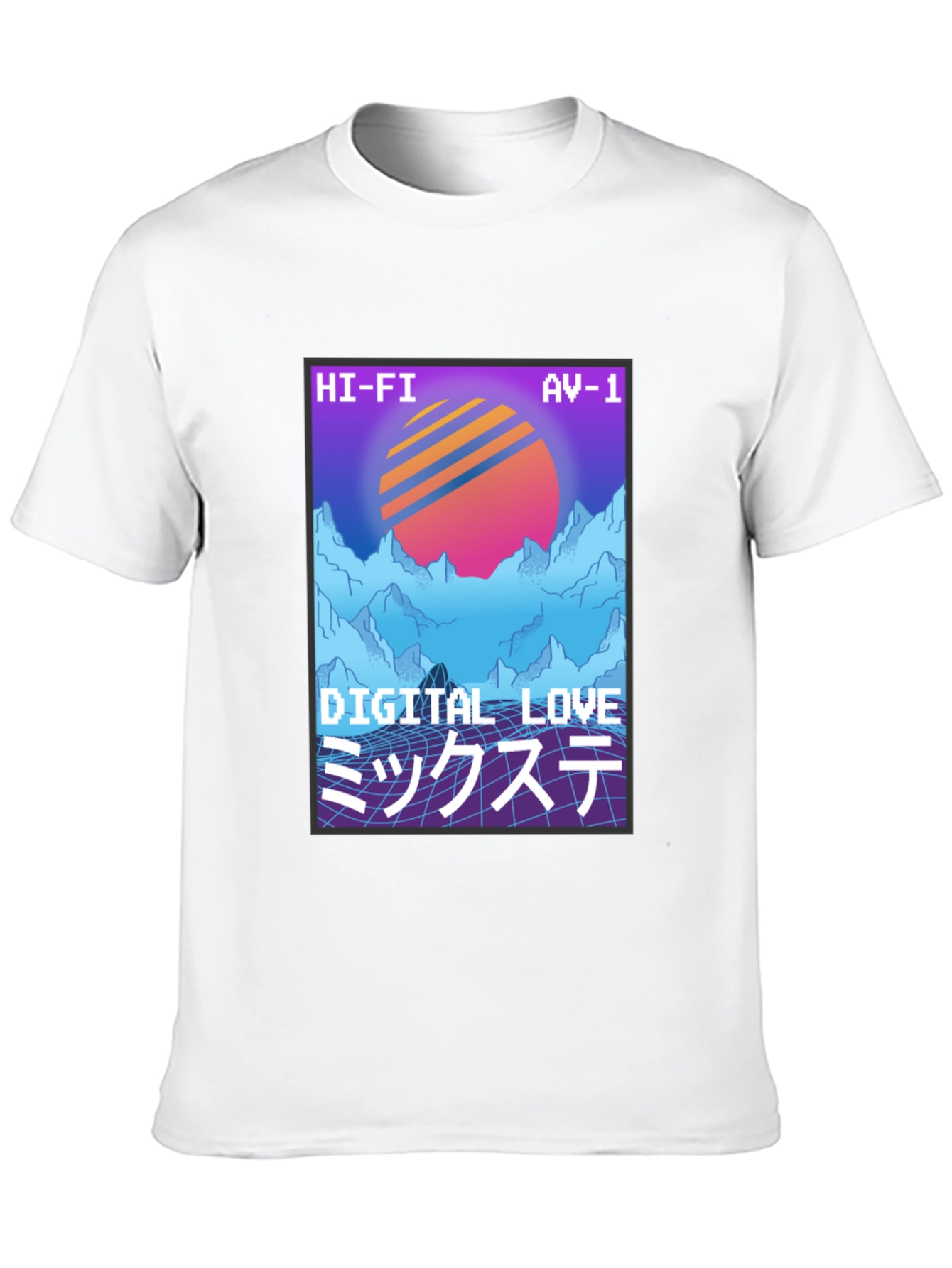 Black Retro Digital Love T-Shirt - 80s Synthwave Style view 10