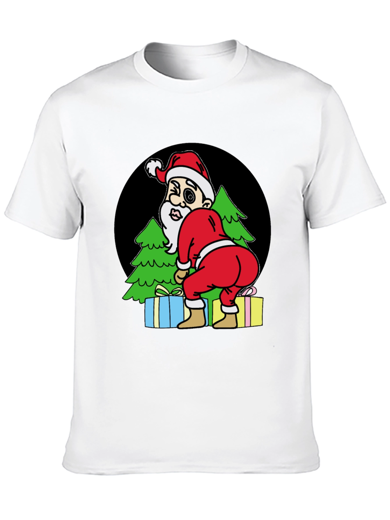 Black Funny Santa T-Shirt - Cheeky Christmas Tee view 10