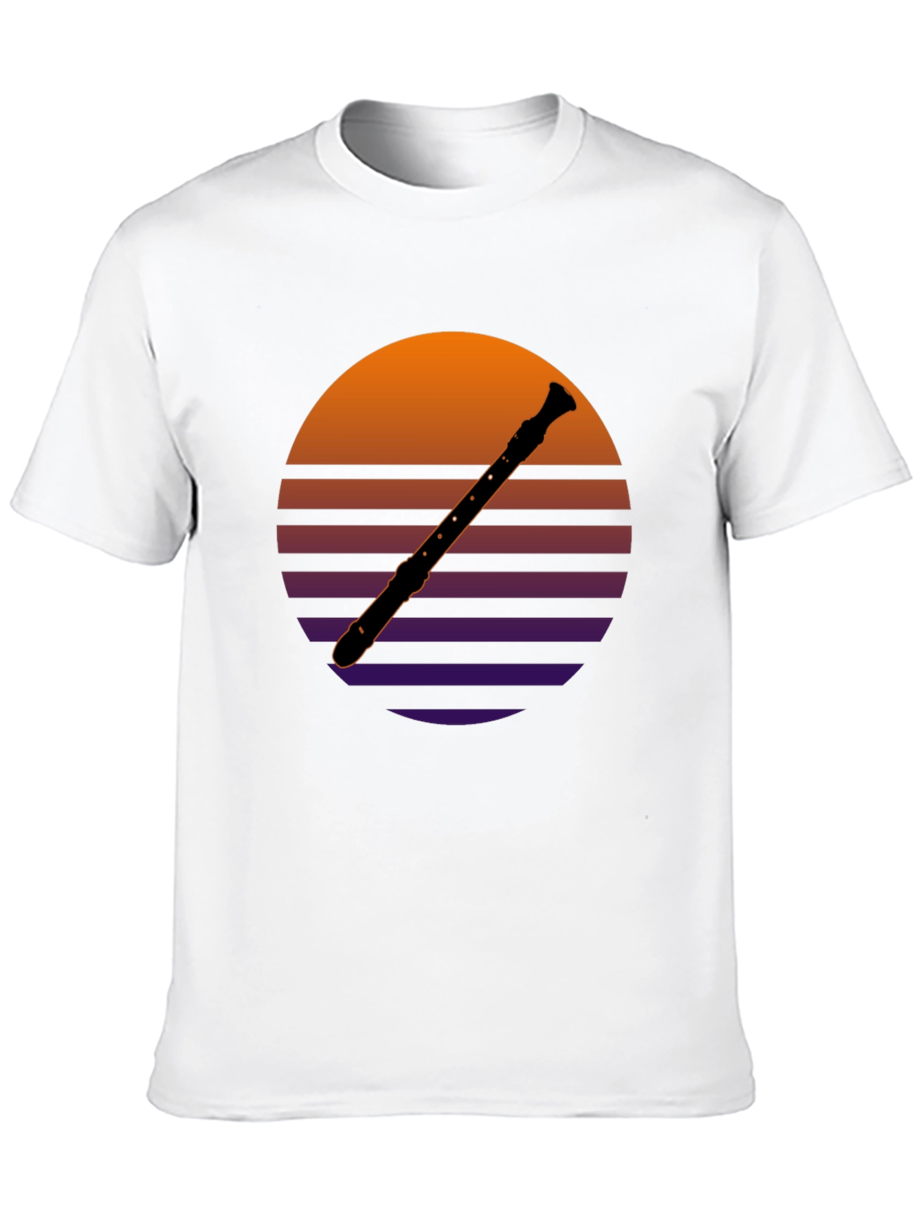 Black Retro Recorder T-Shirt - Vintage Sunset Design view 10