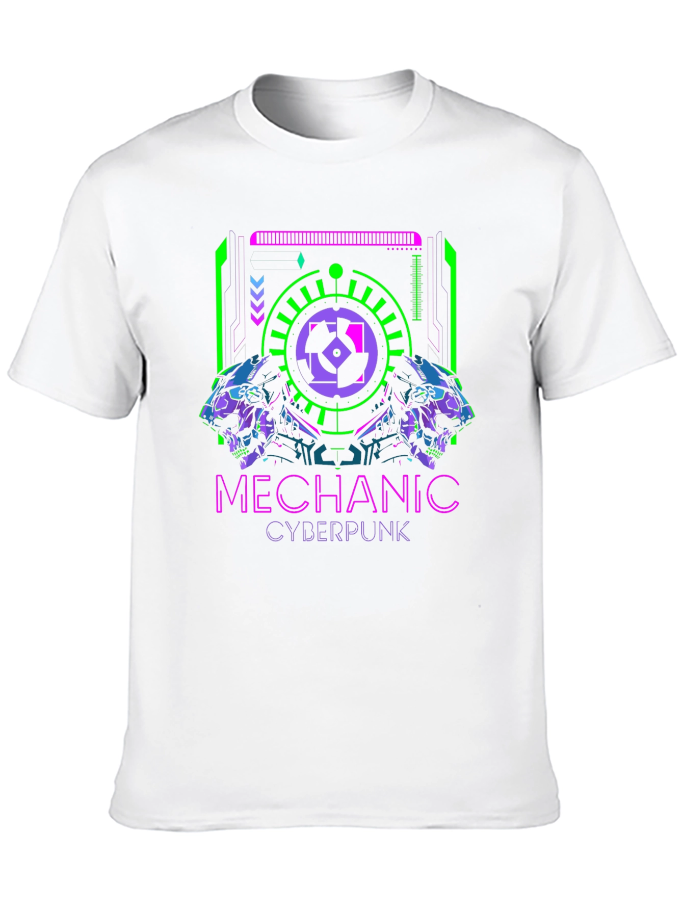 Black Cyberpunk Mechanic Graphic T-Shirt view 10