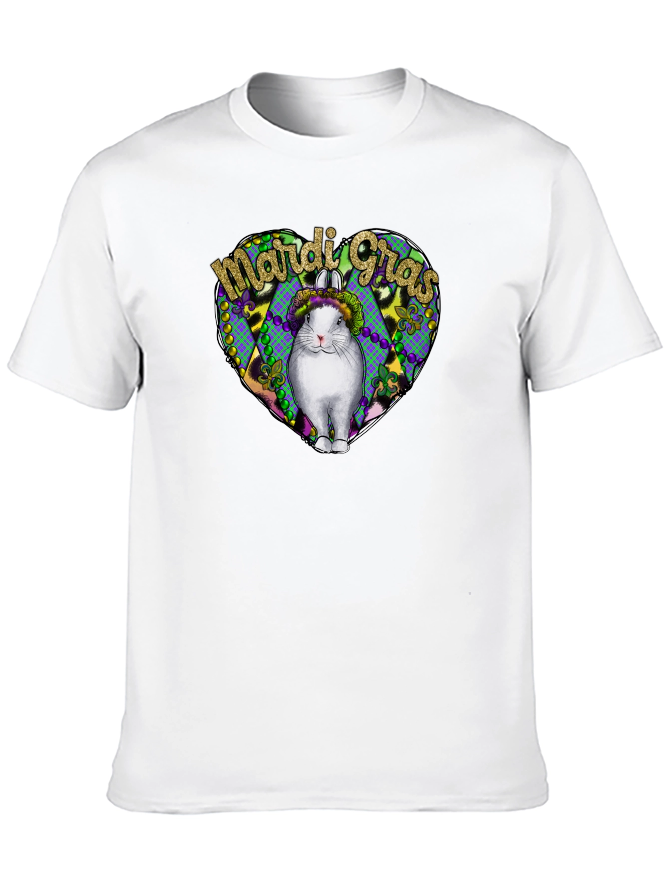 Black Mardi Gras Rabbit Tee - Unisex Graphic T-Shirt view 10