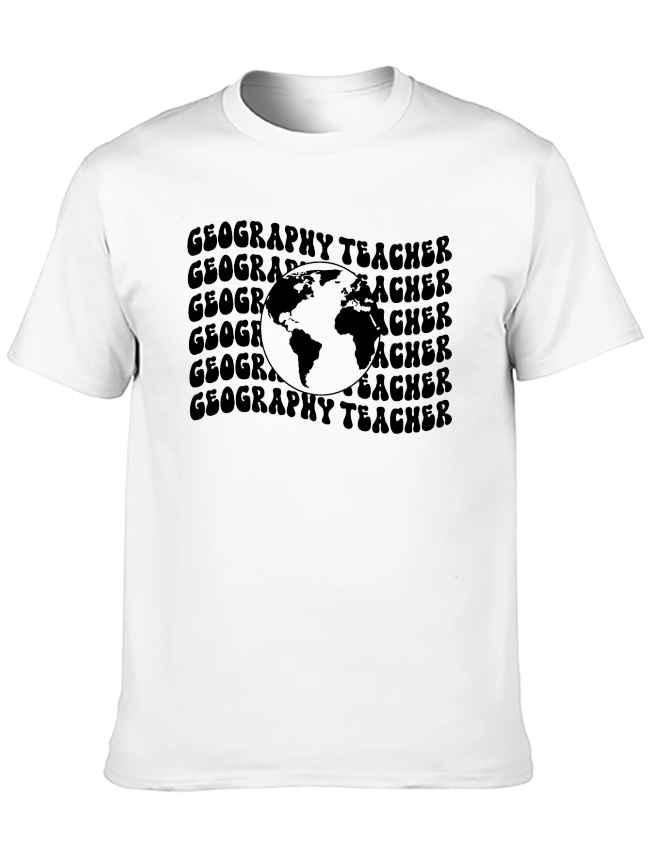 Black Geography Teacher Graphic T-Shirt - Black view 10