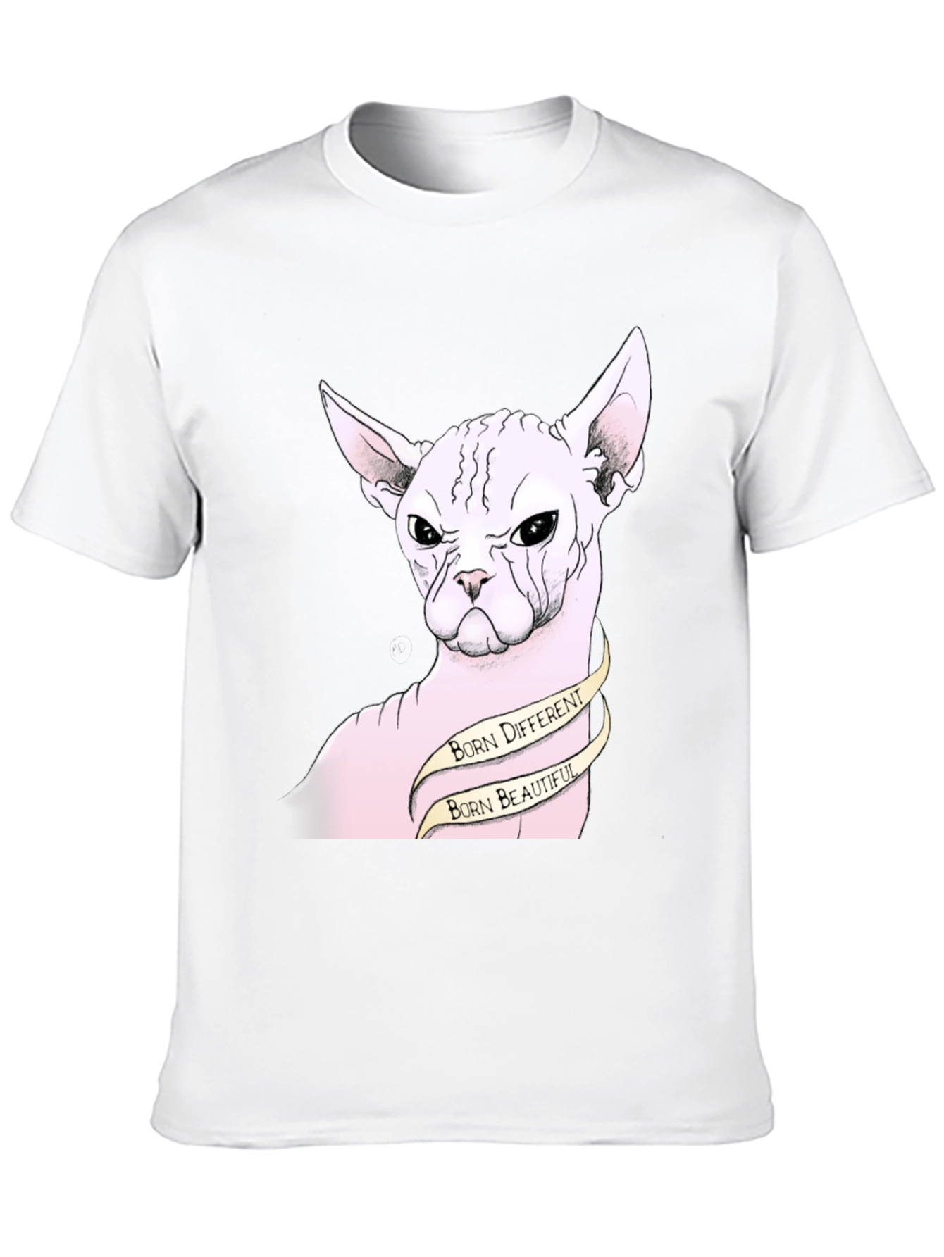 Black Unique Sphynx Cat Graphic Tee - Born Different, Beautiful view 10