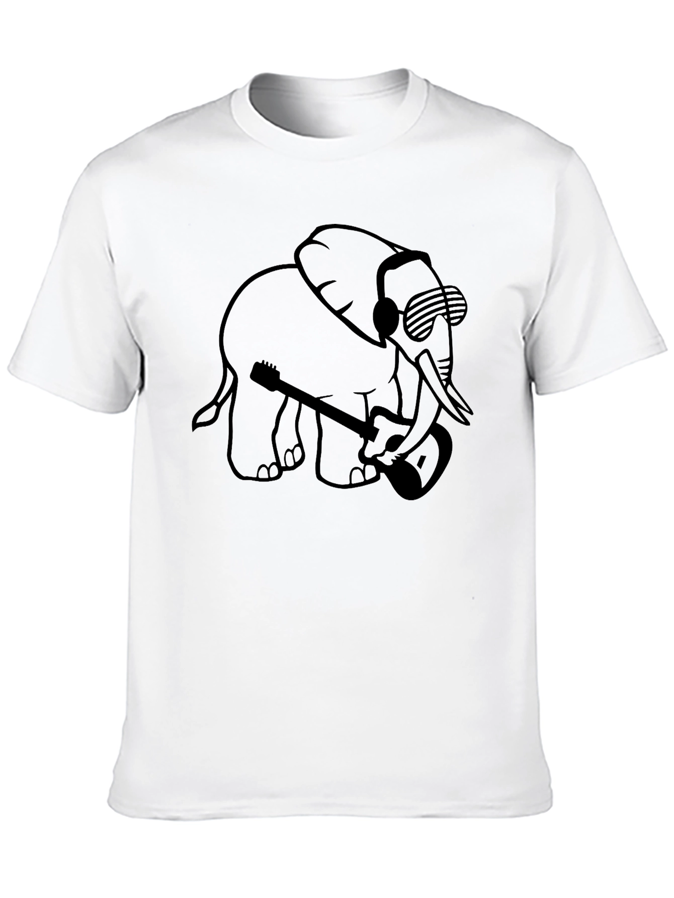 Black Elephant Guitar Player Graphic T-Shirt - Black view 10