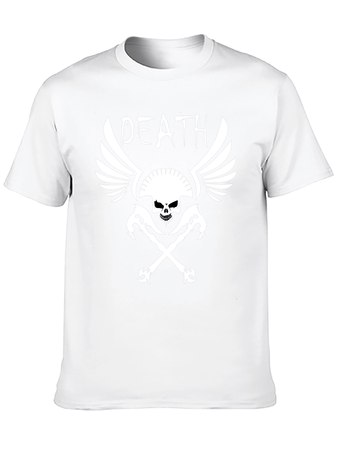 Black Death Skull Graphic Print Black T-Shirt view 10