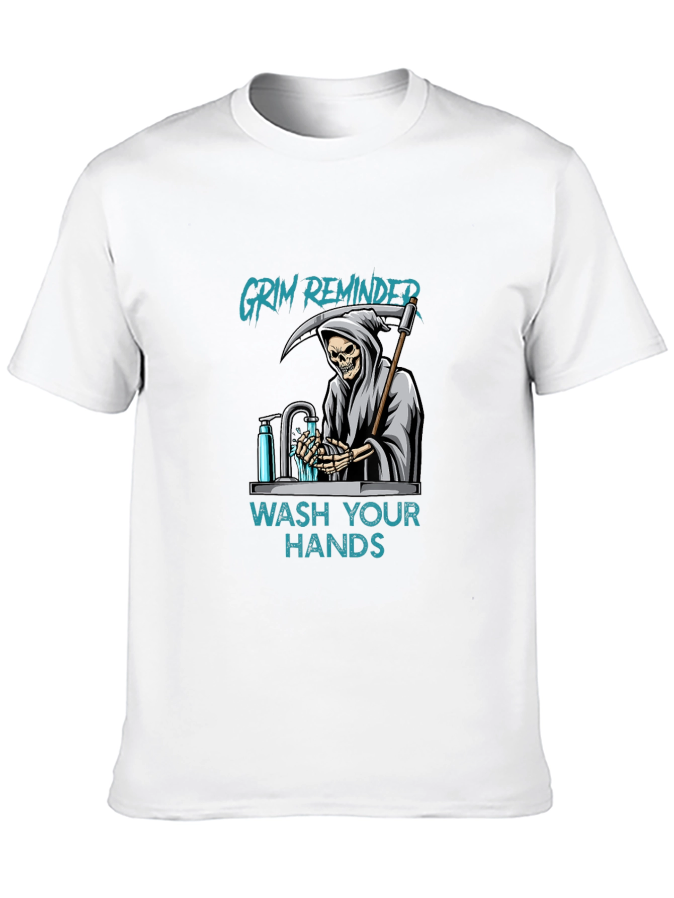 Black Grim Reminder Wash Your Hands Graphic Tee view 10