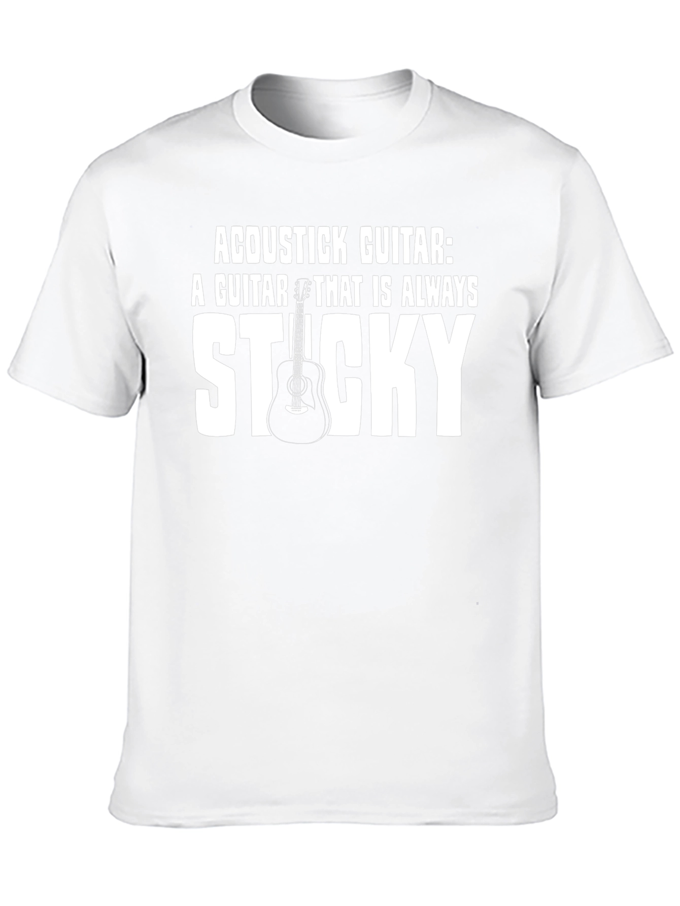 Black Acoustic Guitar Sticky Joke Graphic T-Shirt view 10