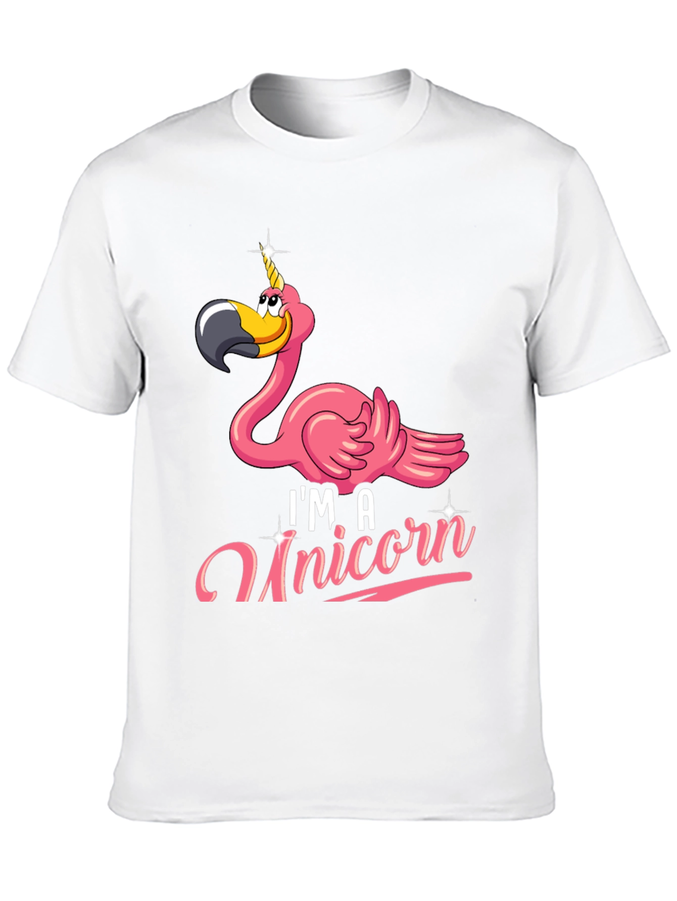 Black Funny Flamingo Unicorn Men's Black T-Shirt view 10